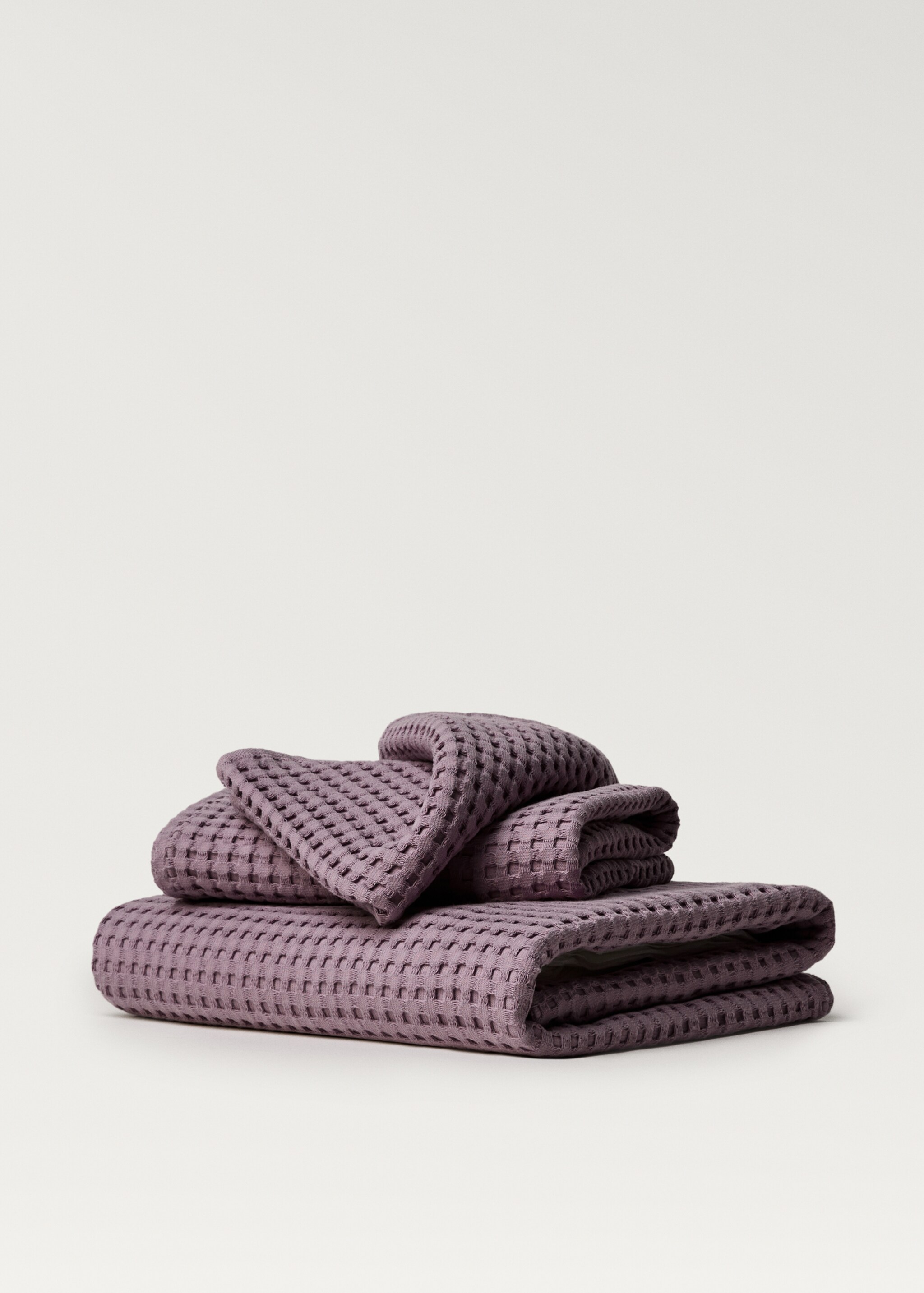 Badlakan i våfflad bomull tvättad - Artikel utan modell, Plommon. Ref: 87003324-00.