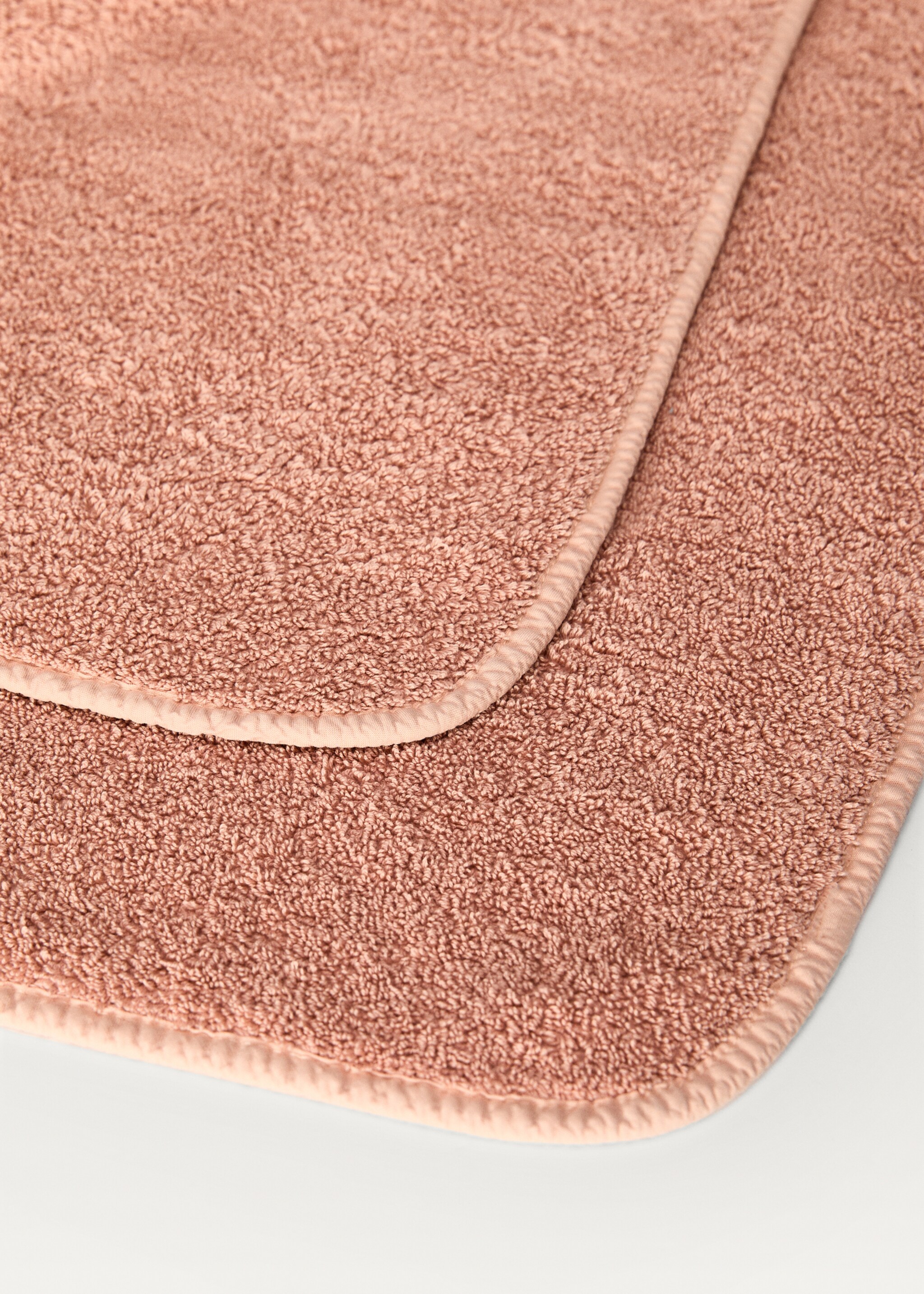 Washbasin towel with dyed piece - Details of the article 2, Peach. Ref: 87003331-00.