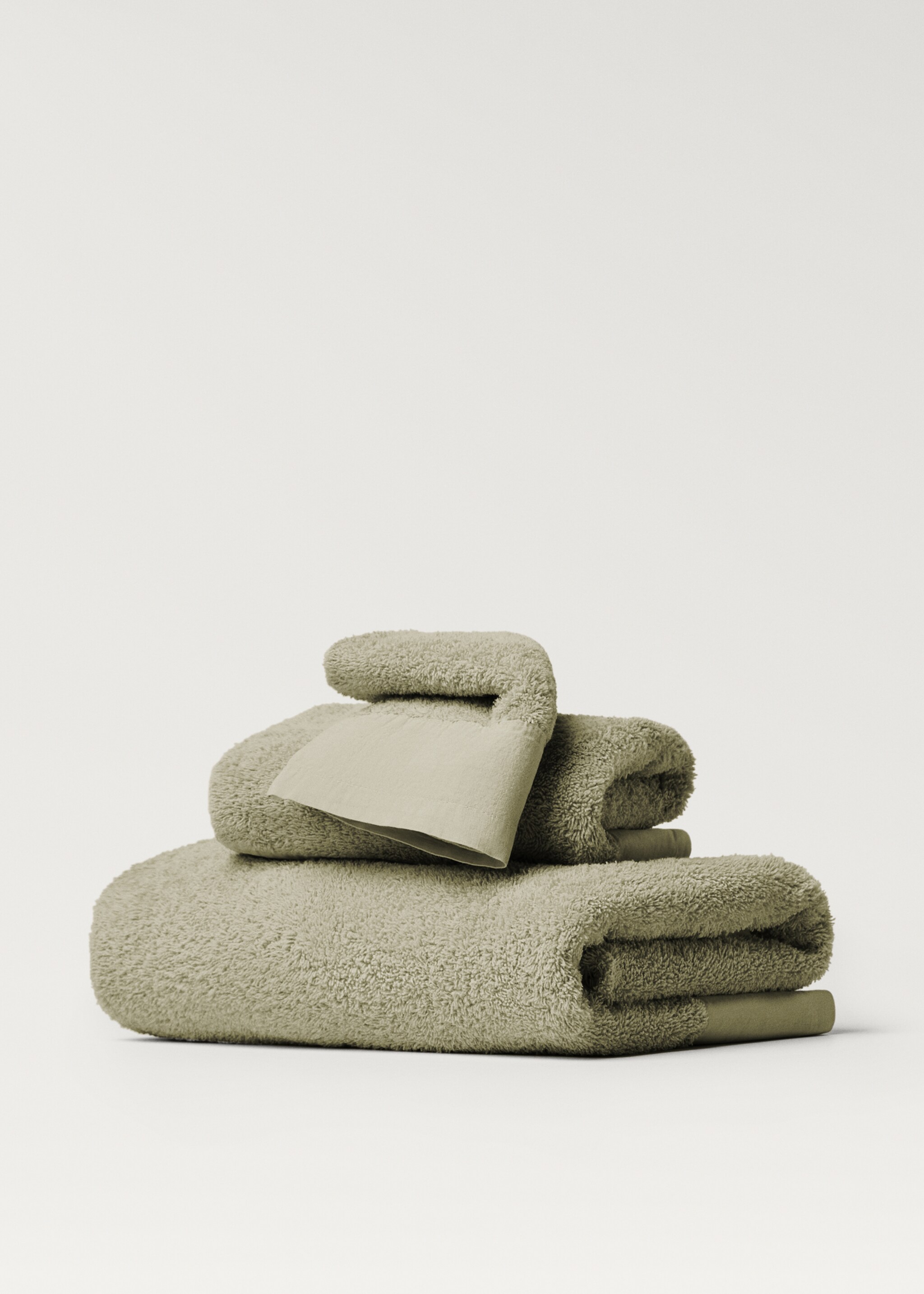 Hand towel with linen trim - Article without model, Forest Green. Ref: 87003356-00.