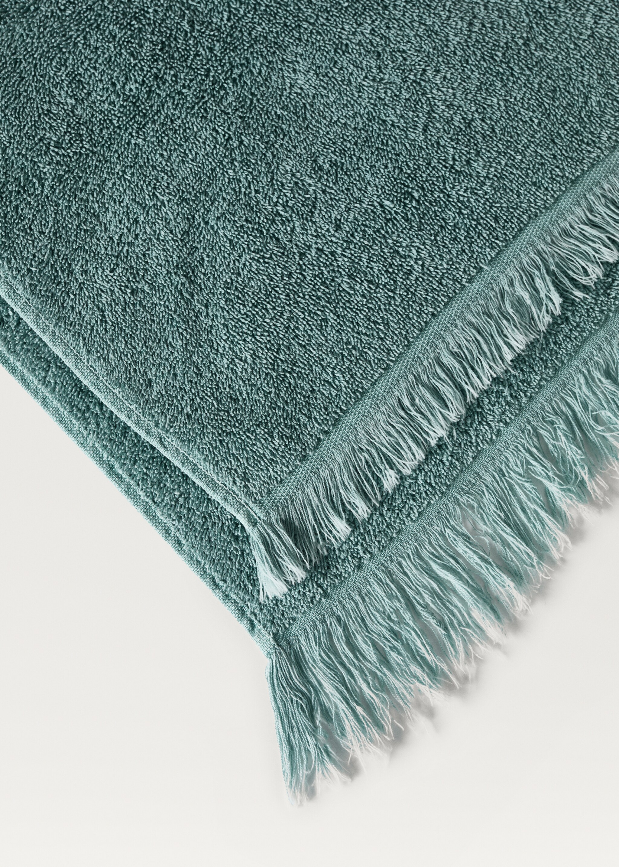 Organic cotton children's shower towel with fringes - Details of the article 1, Turquoise. Ref: 87003362-00.
