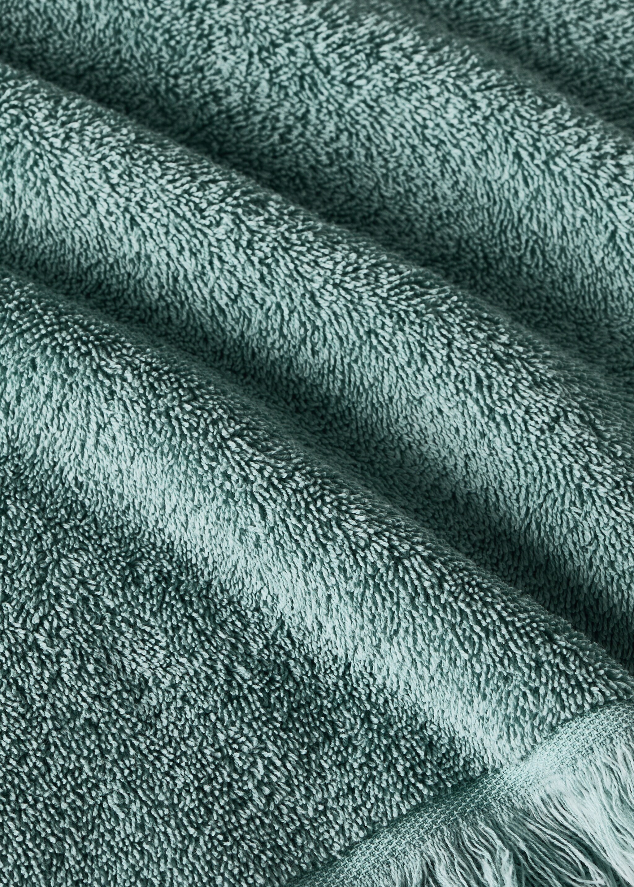 Organic cotton children's shower towel with fringes - Details of the article 2, Turquoise. Ref: 87003362-00.