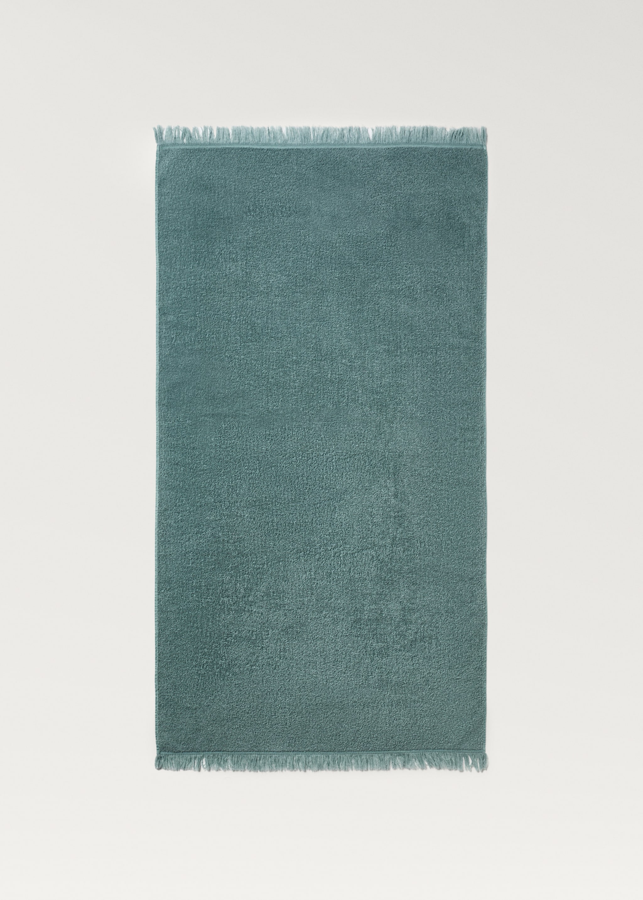 Organic cotton children's shower towel with fringes - Details of the article 3, Turquoise. Ref: 87003362-00.