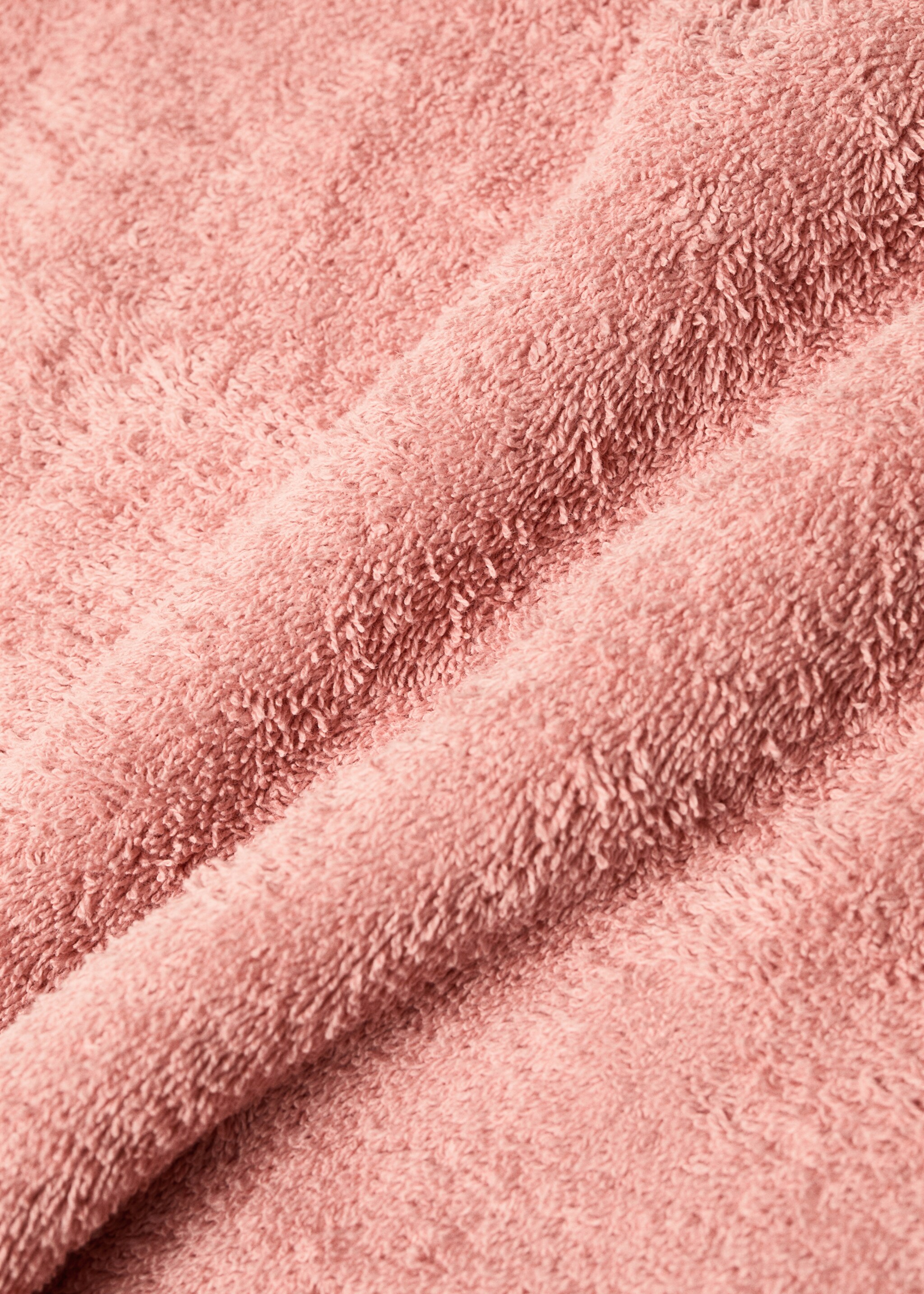 Παιδική πετσέτα για το ντους από οργανικό βαμβάκι και κρόσσια - Λεπτομέρεια του προϊόντος 2, Ροζ. Ref: 87003362-00.