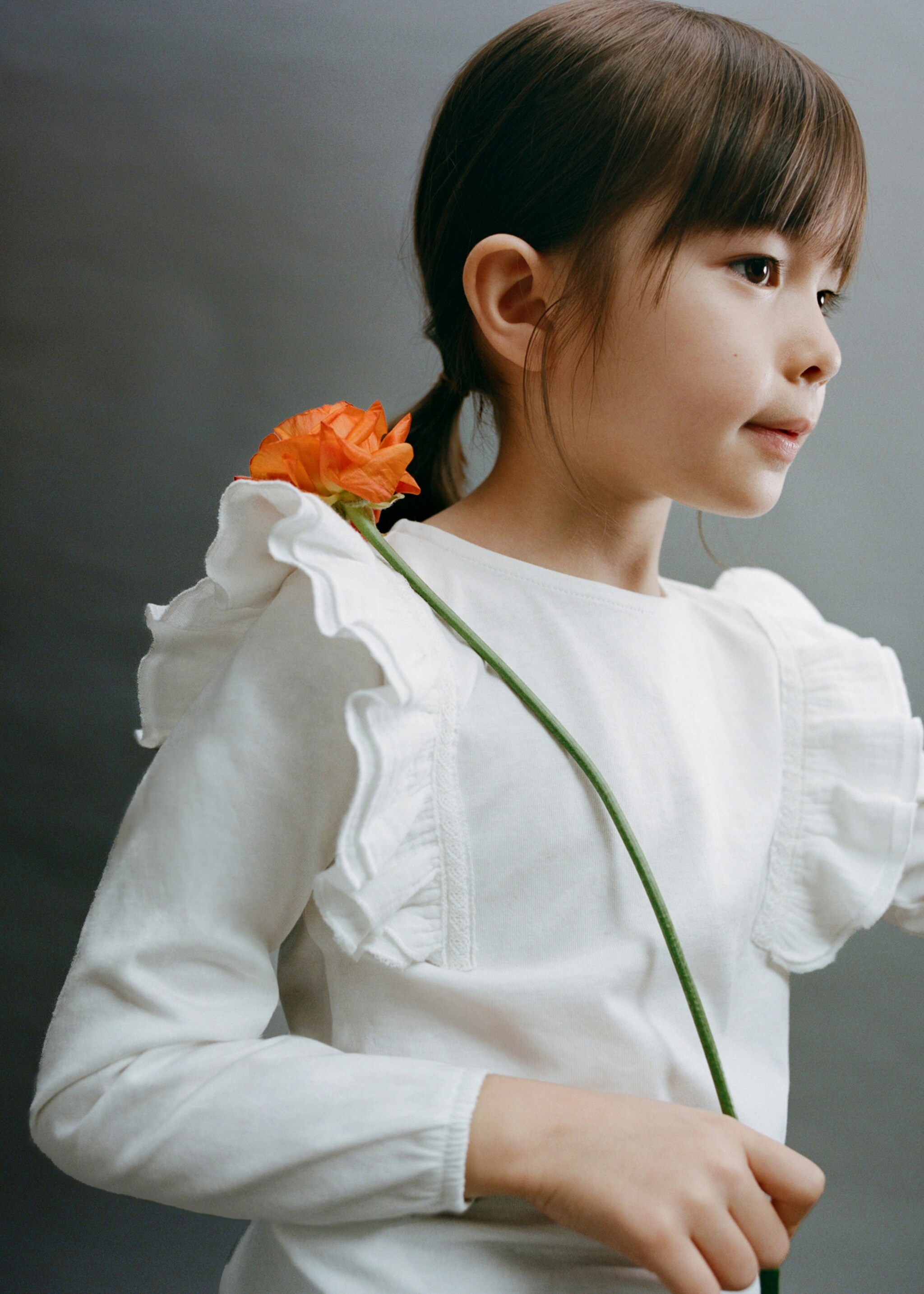Frills cotton t-shirt - Details of the article 5, Off White. Ref: 87003651-00.
