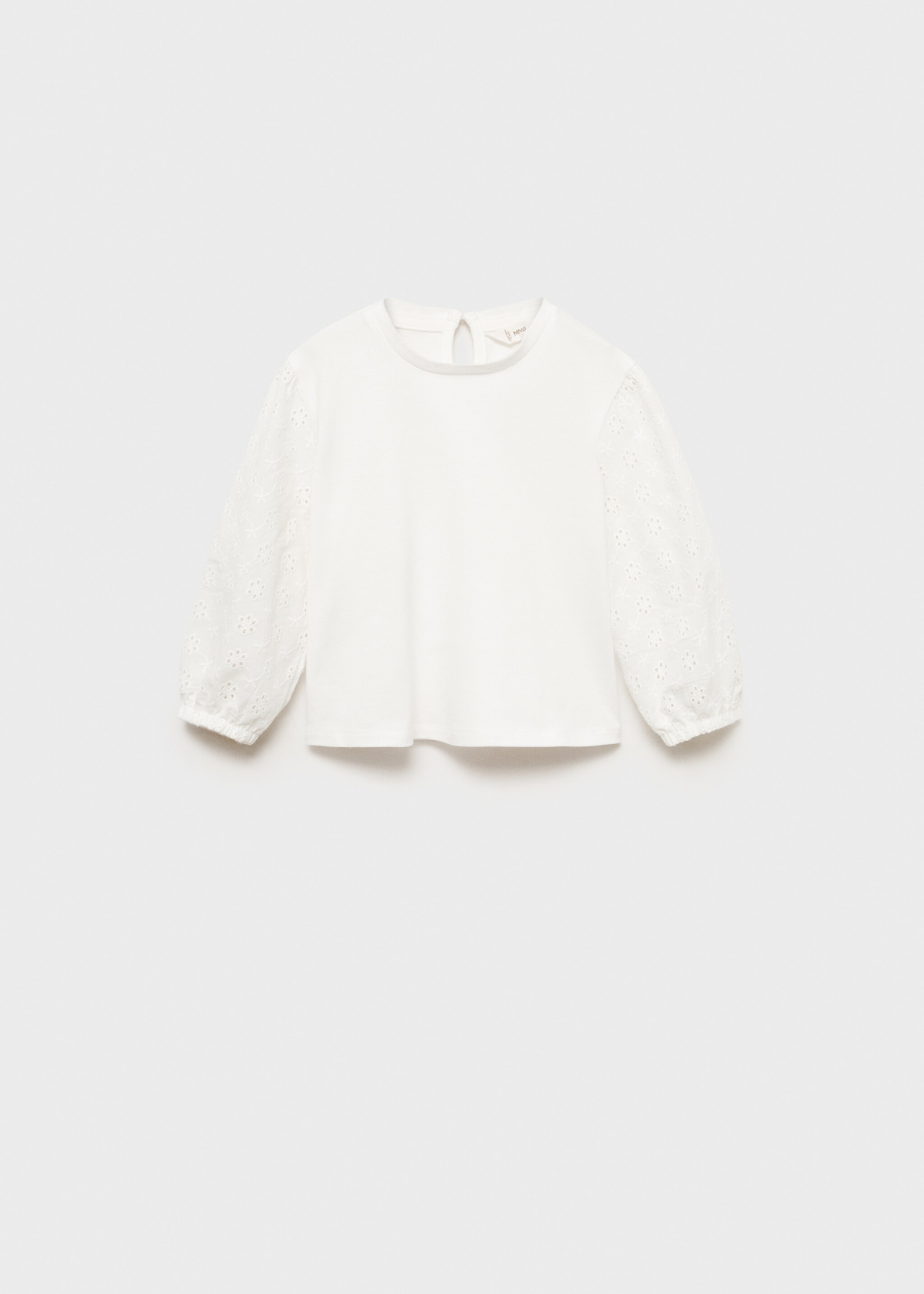 T-shirt brodé manches - Article sans modèle, Blanc cassé. Ref: 87003653-00.