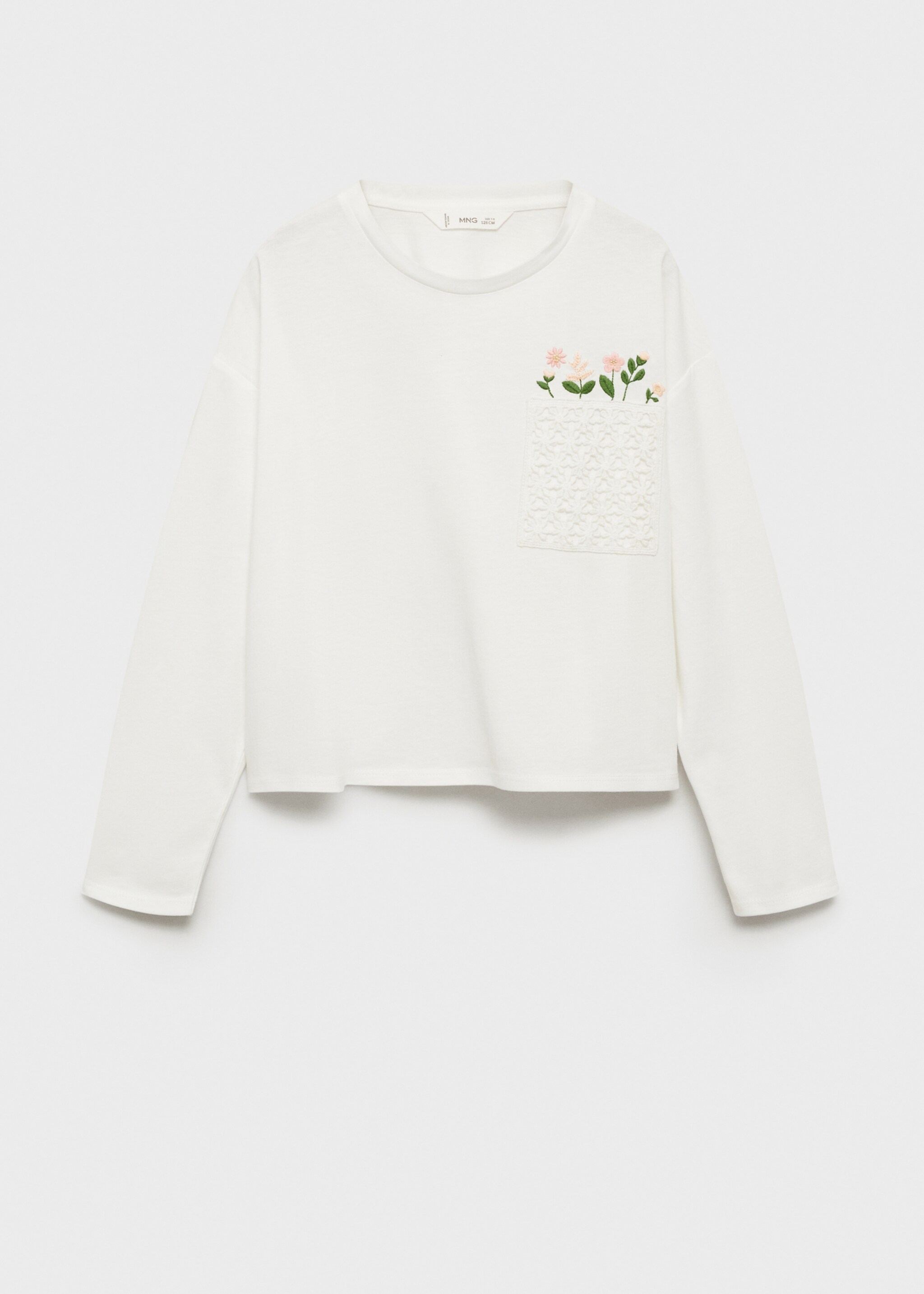 T-Shirt mit Stickereien - Artikel ohne Model, Cremeweiß. Ref: 87003657-00.