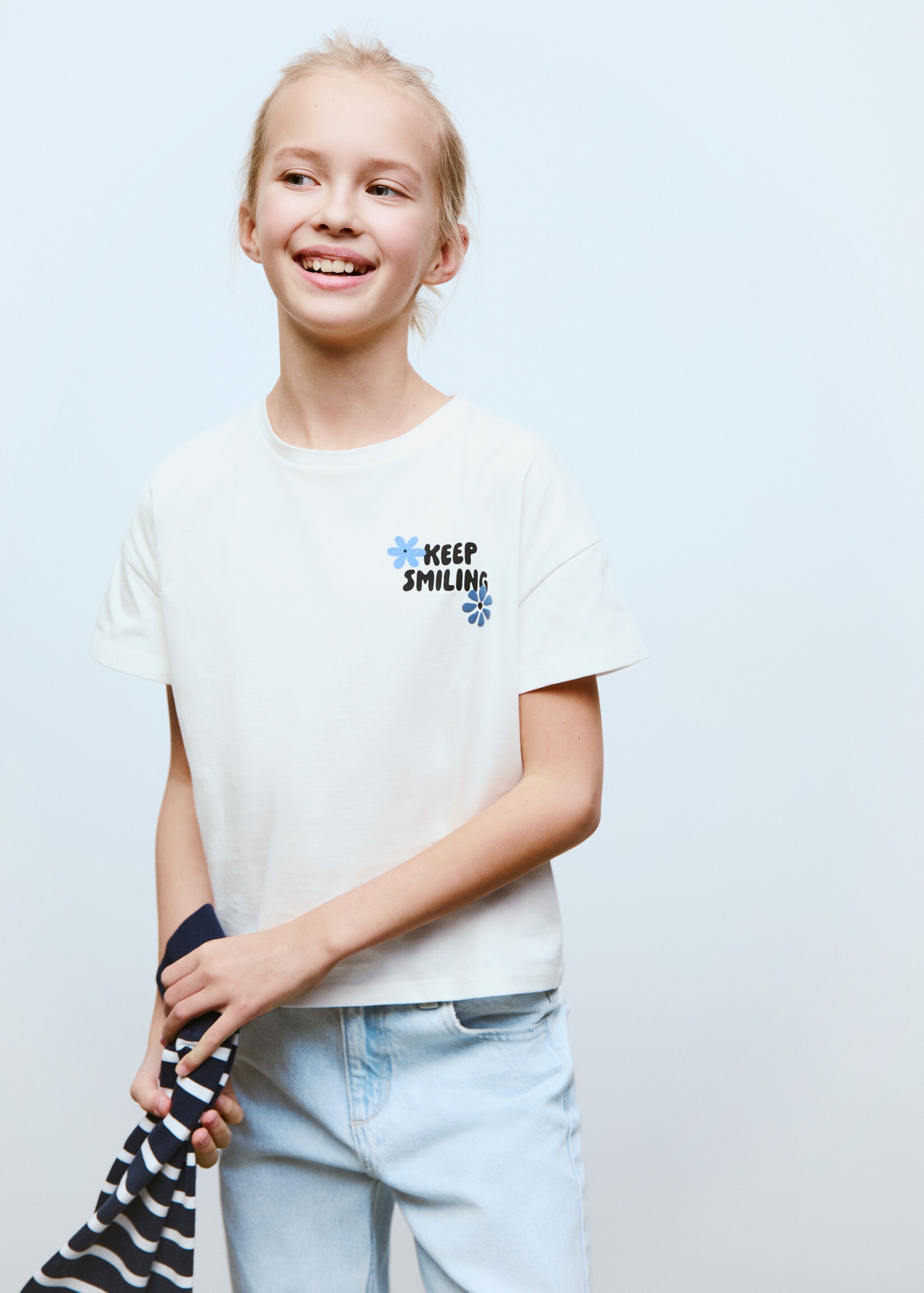 Gemustertes Baumwoll-T-Shirt - Mittlere Ansicht, Cremeweiß. Ref: 87003658-00.