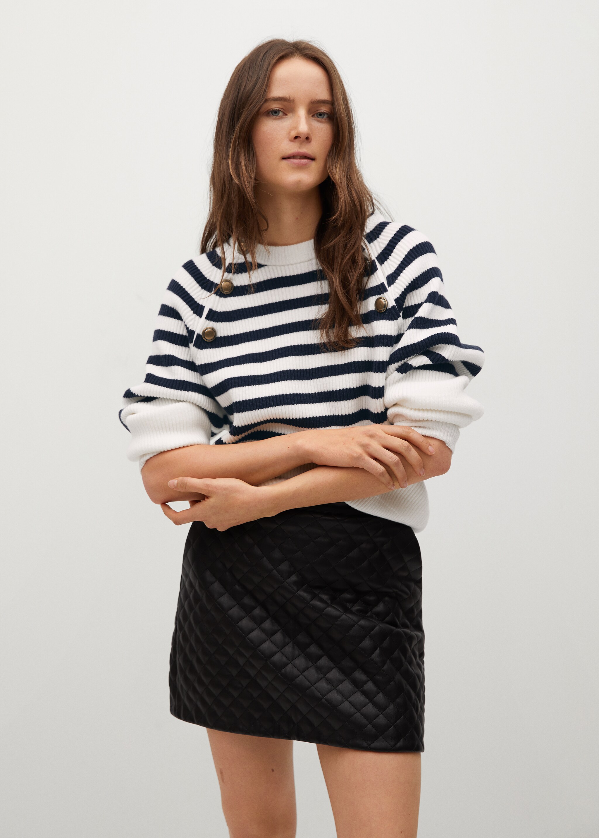 Buttoned striped sweater - Medium plane