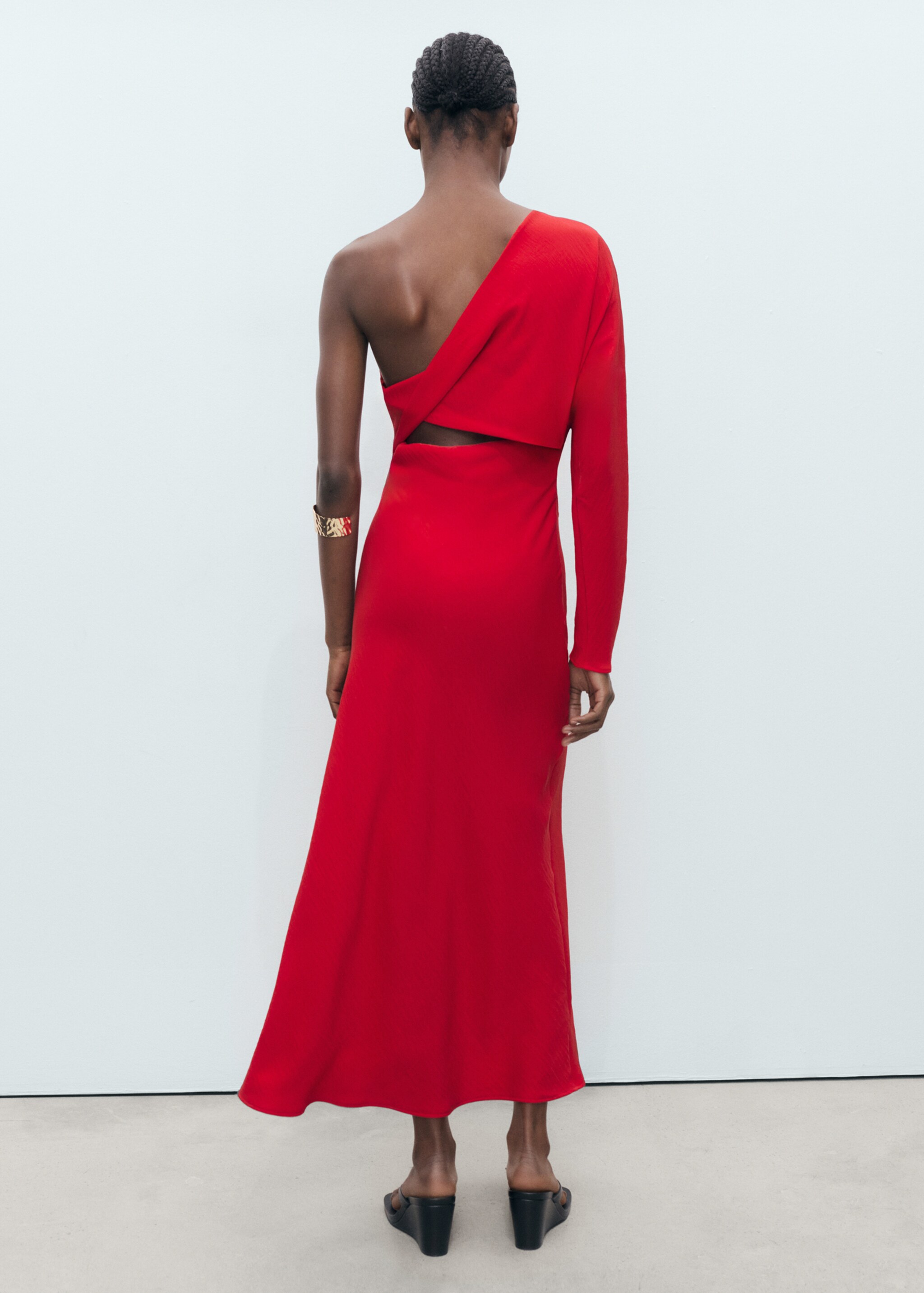 Vestit asimètric drapejat - Revers de l'article, Vermell. Ref: 87004077-00.