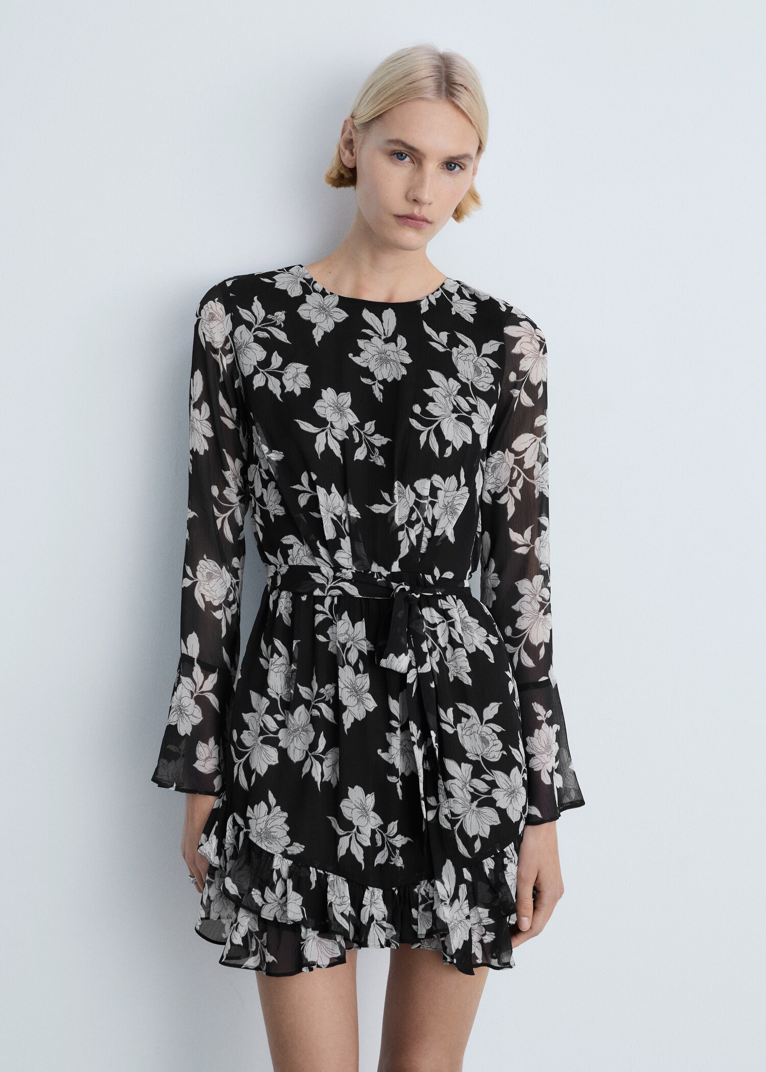 Ruffled floral print dress - Medium plane