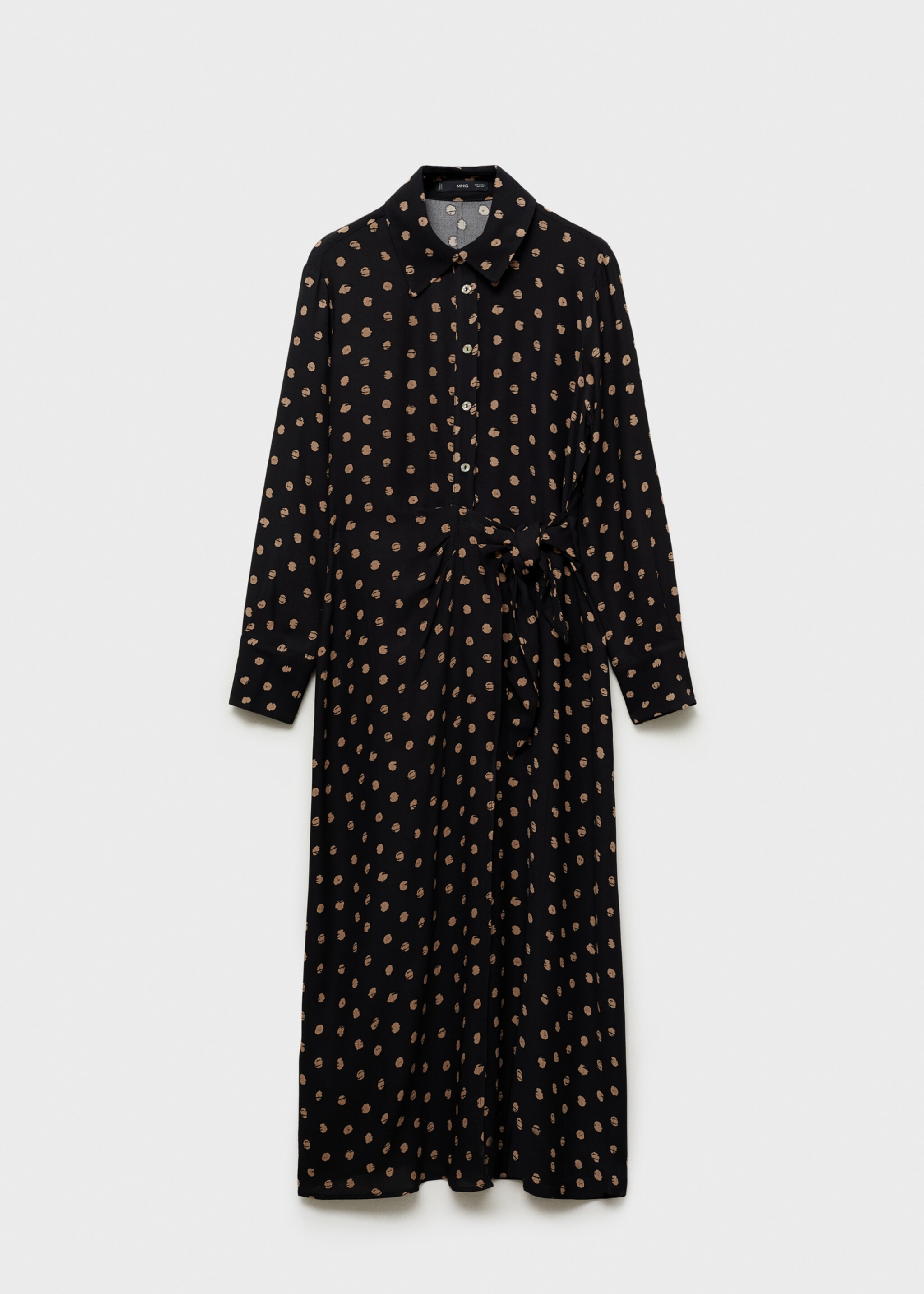 Polka-Dots-Hemdblusenkleid mit Knotendetail - Artikel ohne Model, Schwarz. Ref: 87004080-00.