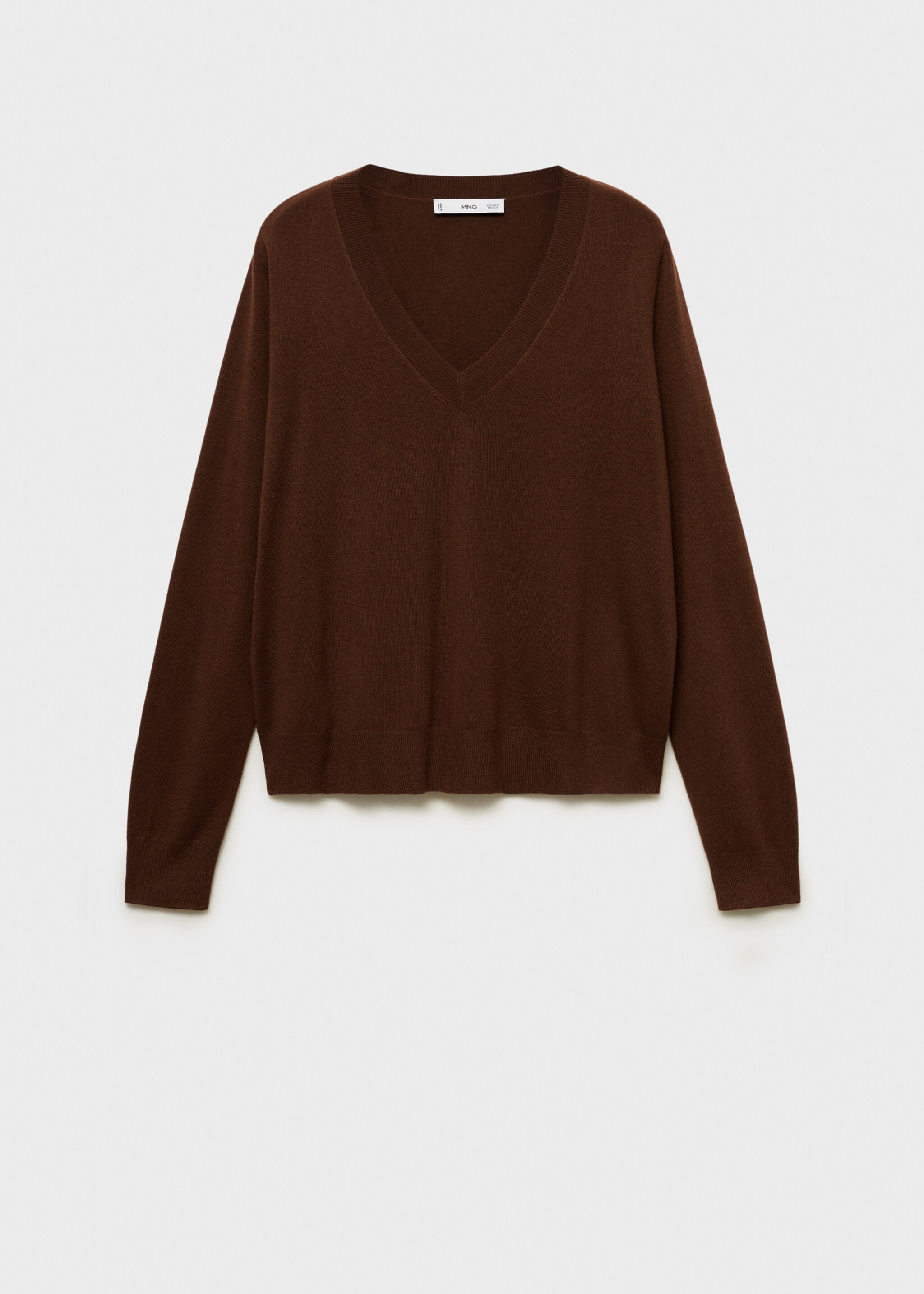 Pull-over maille col en V - Article sans modèle, Chocolat. Ref: 87004082-00.