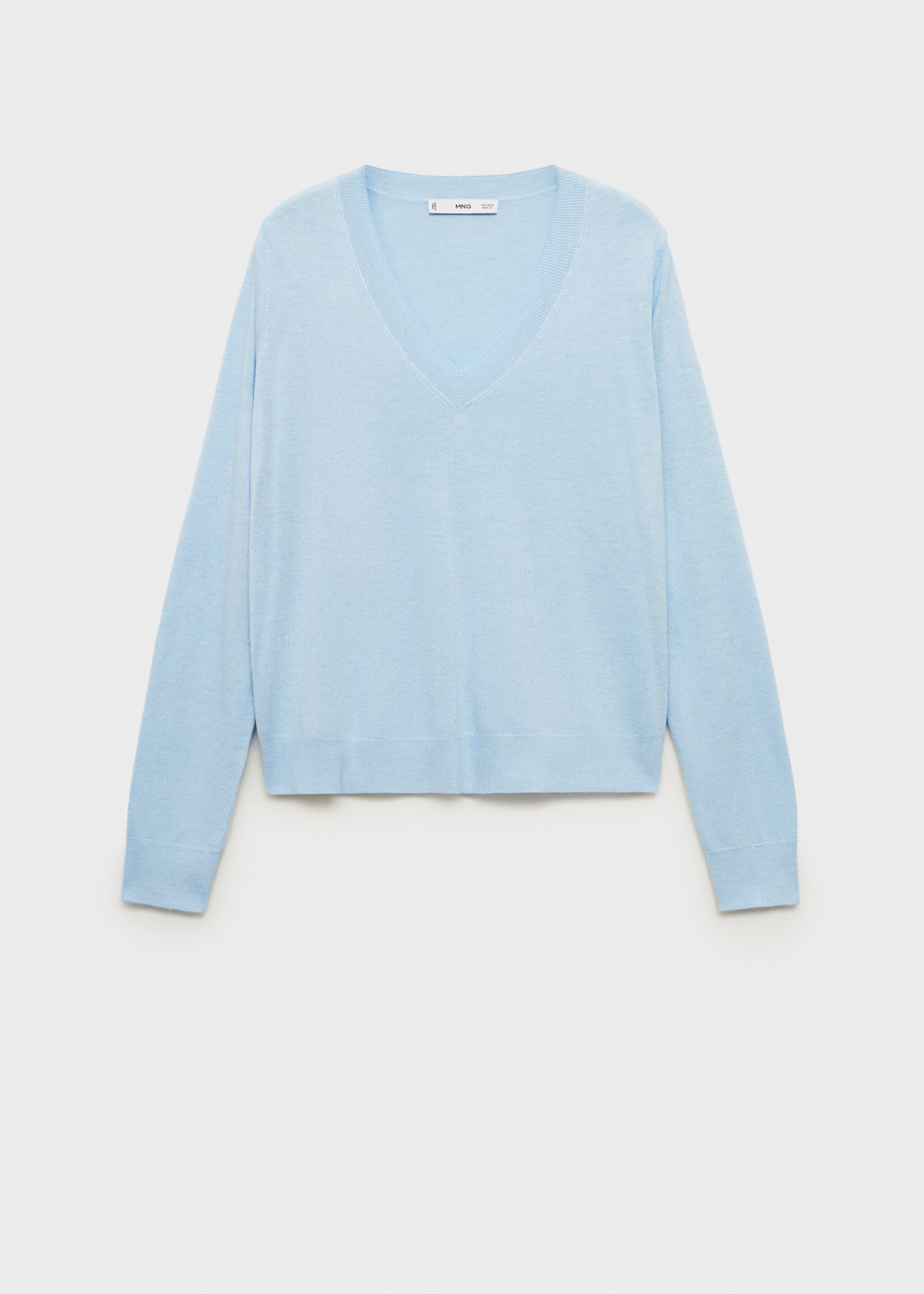 V-neck knit sweater - Article without model, Sky Blue. Ref: 87004082-00.