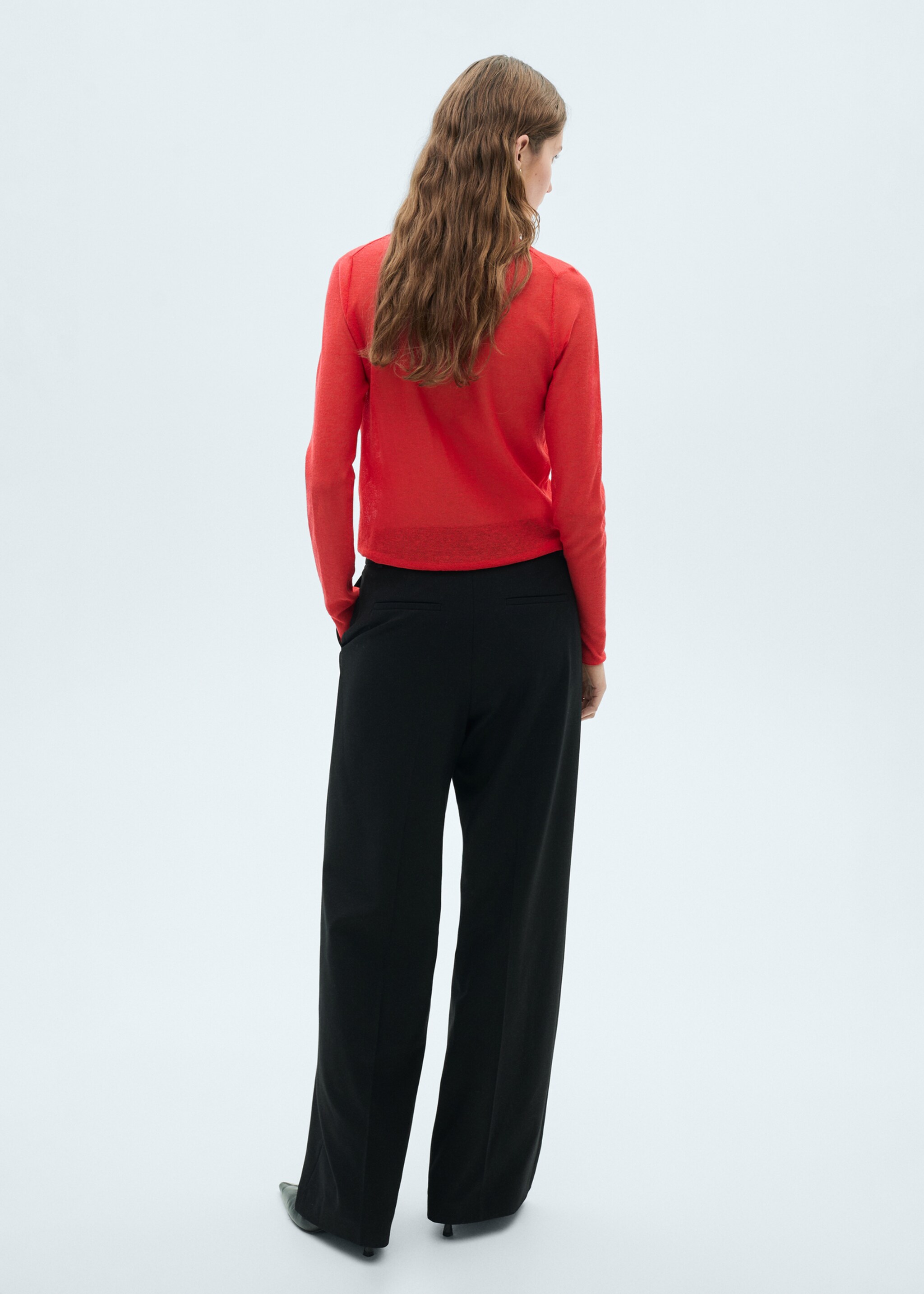 Semi-transparent turtleneck sweater - Reverse of the article, Red. Ref: 87004085-00.