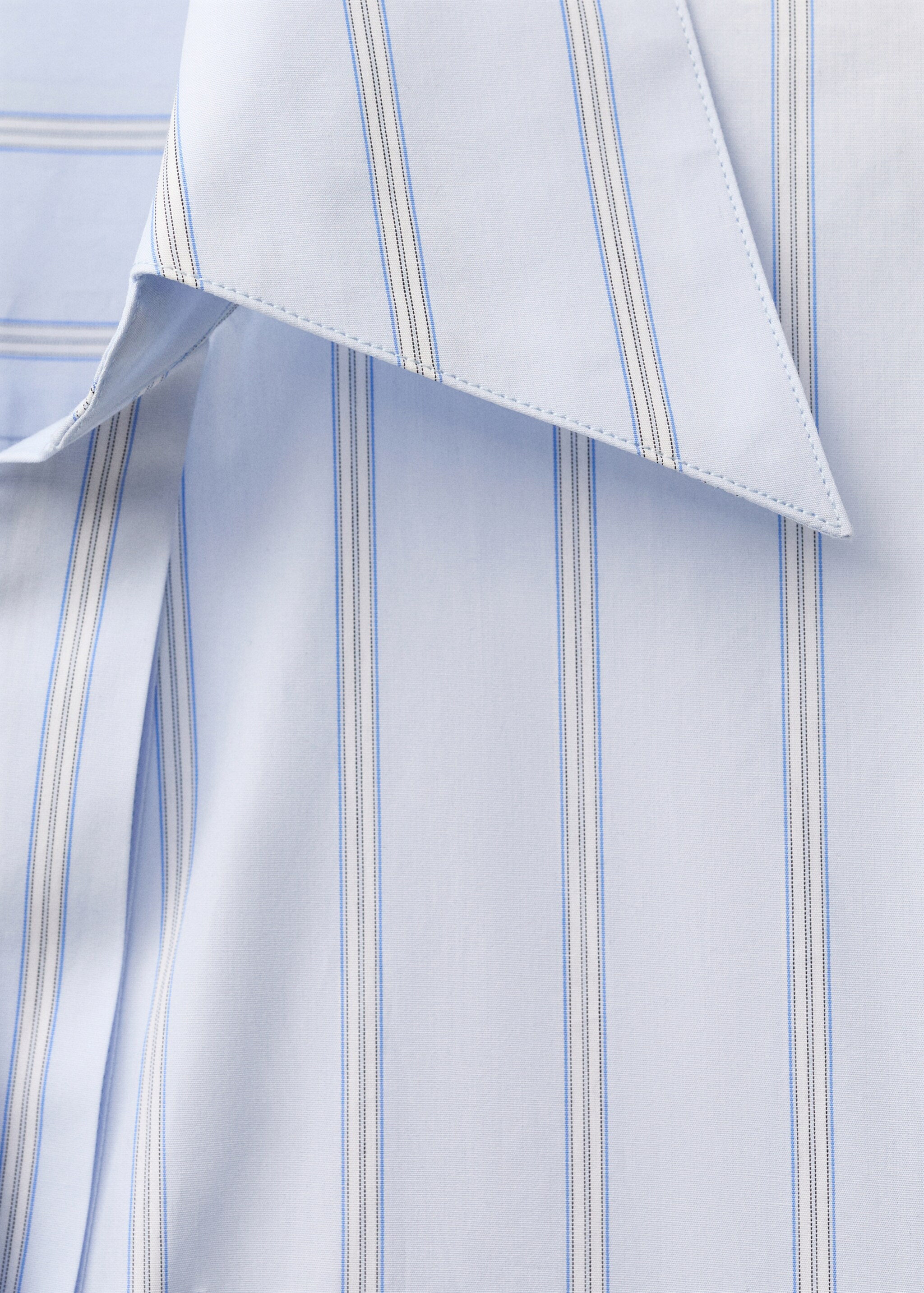 Regular striped cotton shirt - Details of the article 8, Sky Blue. Ref: 87004086-00.