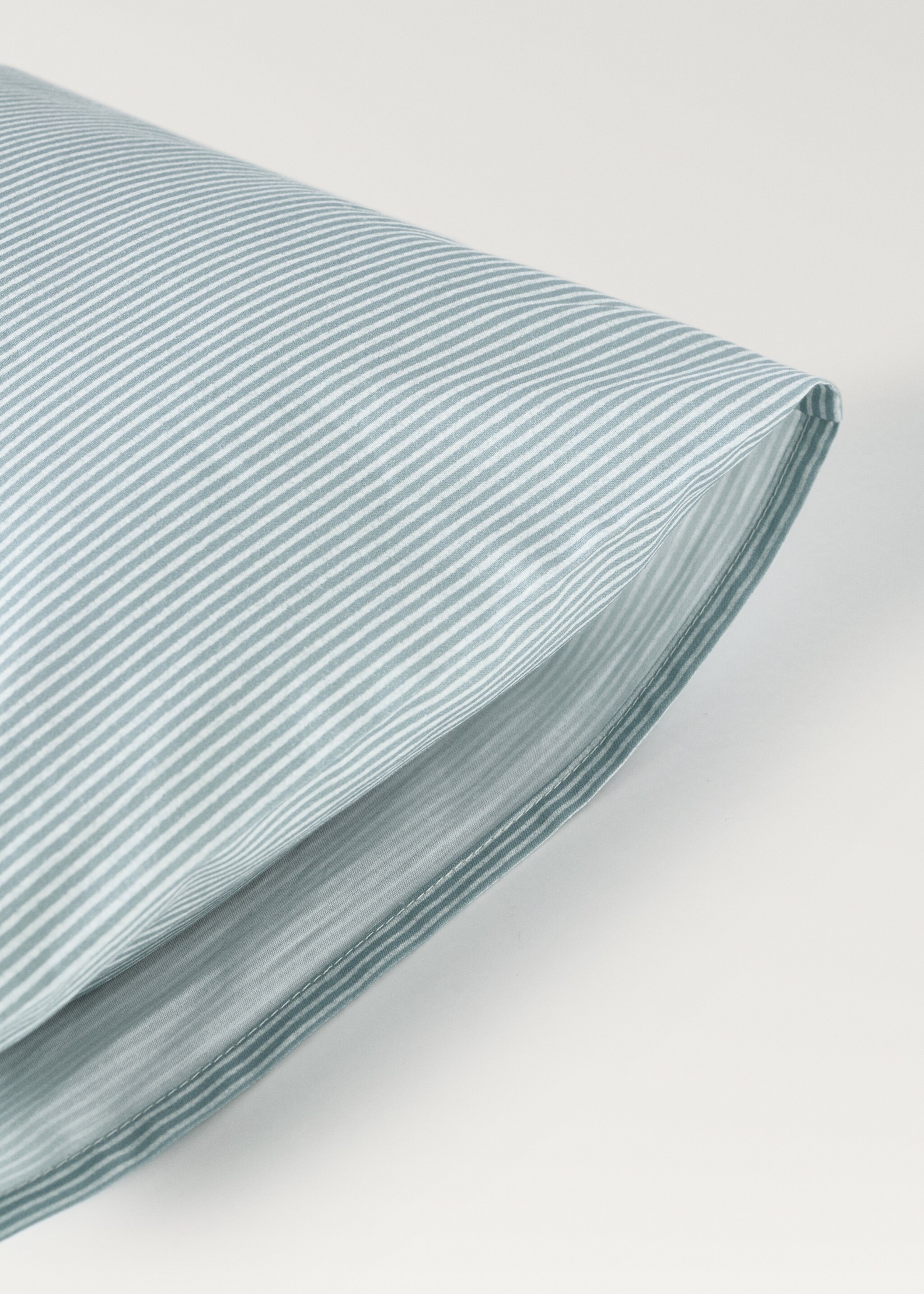 Cotton percale striped children's pillowcase, 50x75 cm - Details of the article 2, Aqua Green. Ref: 87004088-00.