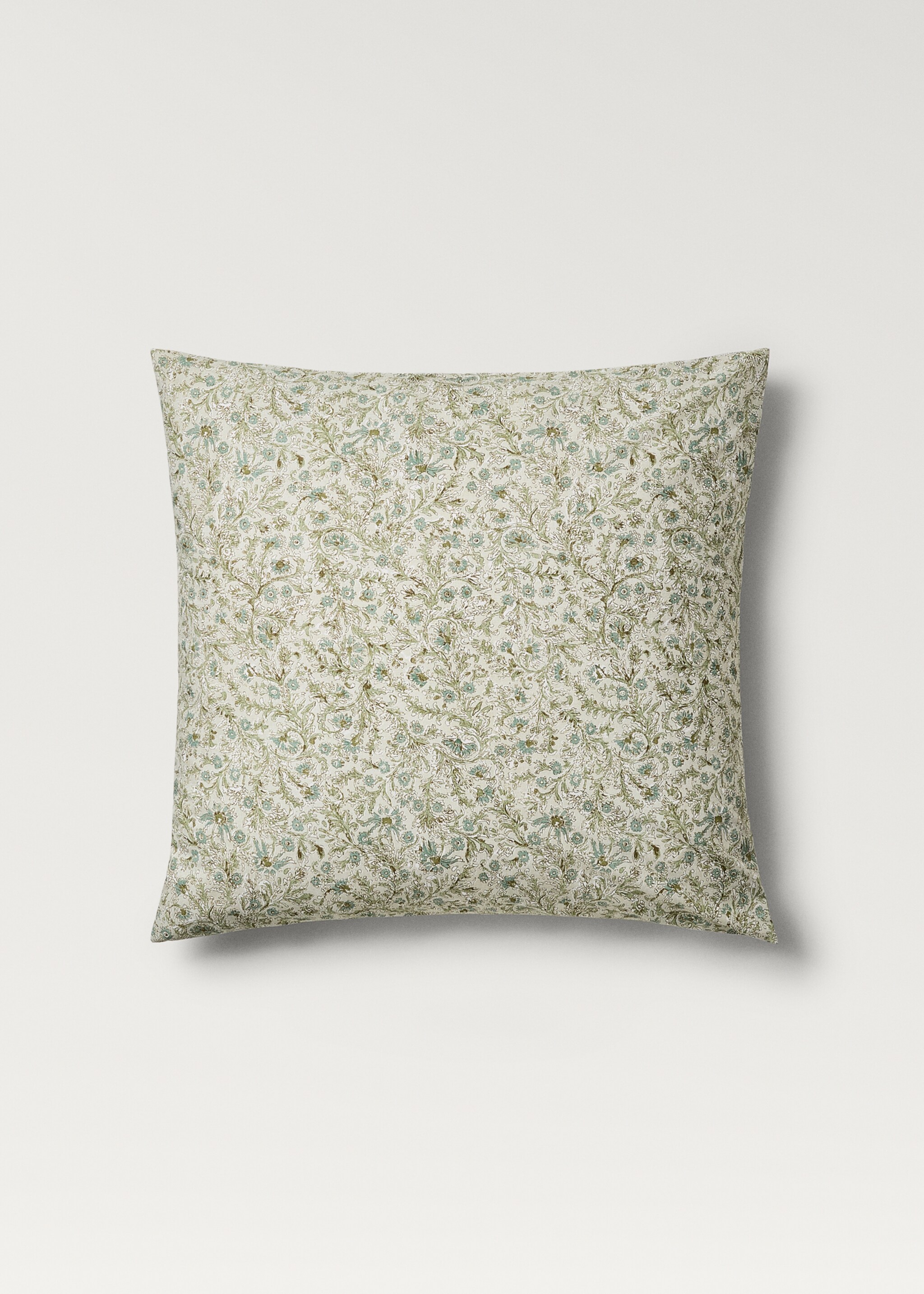 Cotton percale floral-print children's pillowcase 60x60 cm - Article without model, Forest Green. Ref: 87004097-00.