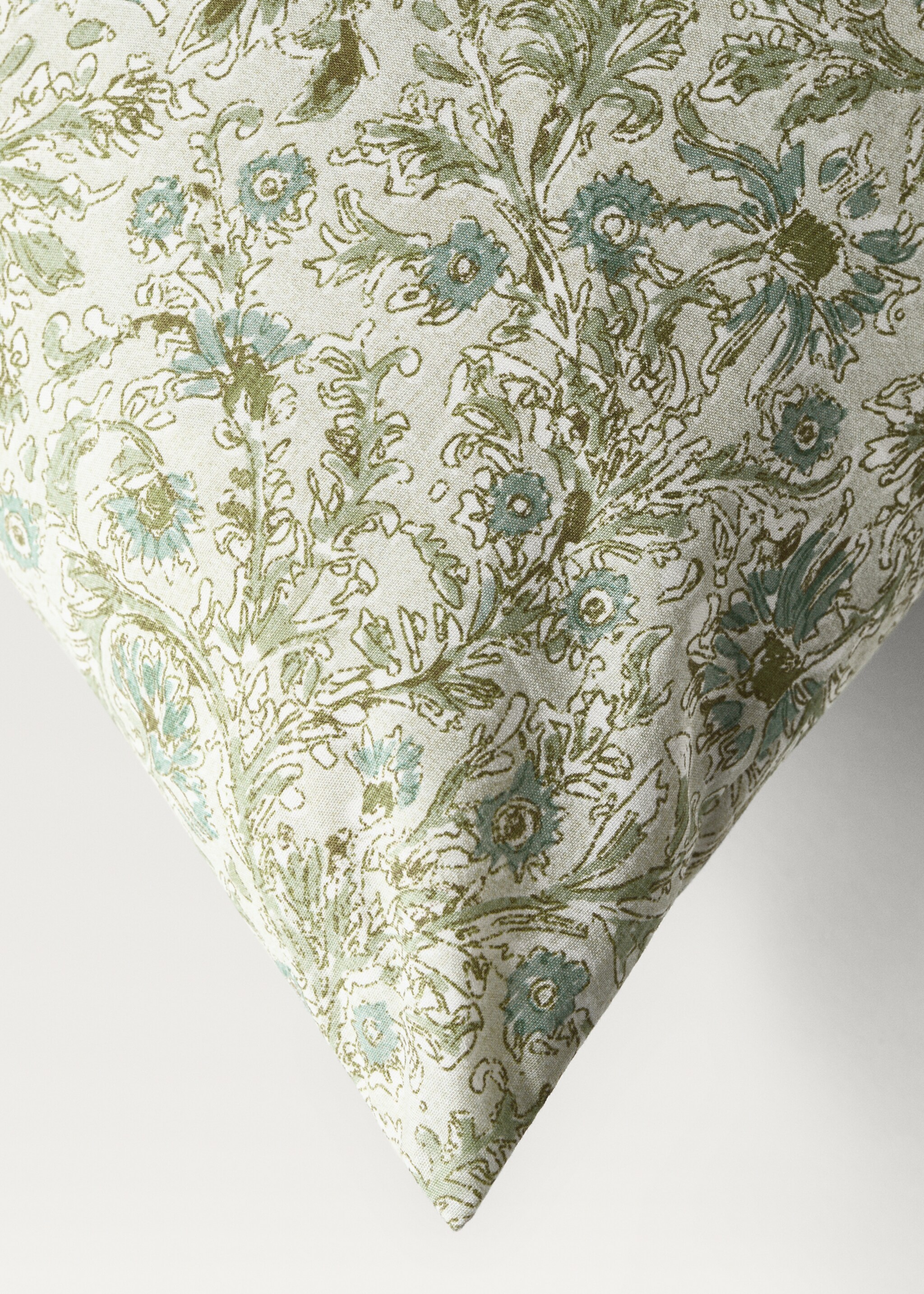 Cotton percale floral-print children's pillowcase 60x60 cm - Details of the article 3, Forest Green. Ref: 87004097-00.