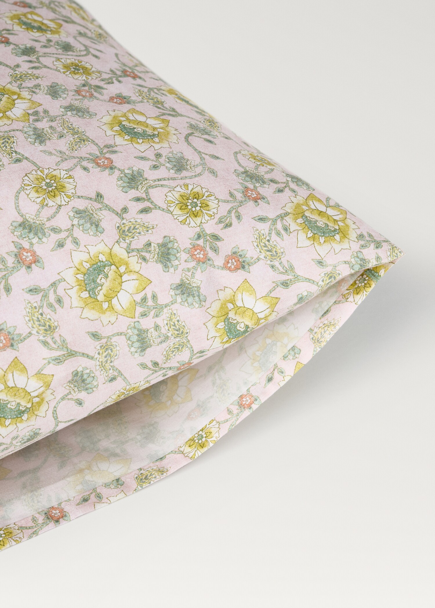 Cotton percale floral-print children's pillowcase 60x60 cm - Details of the article 1