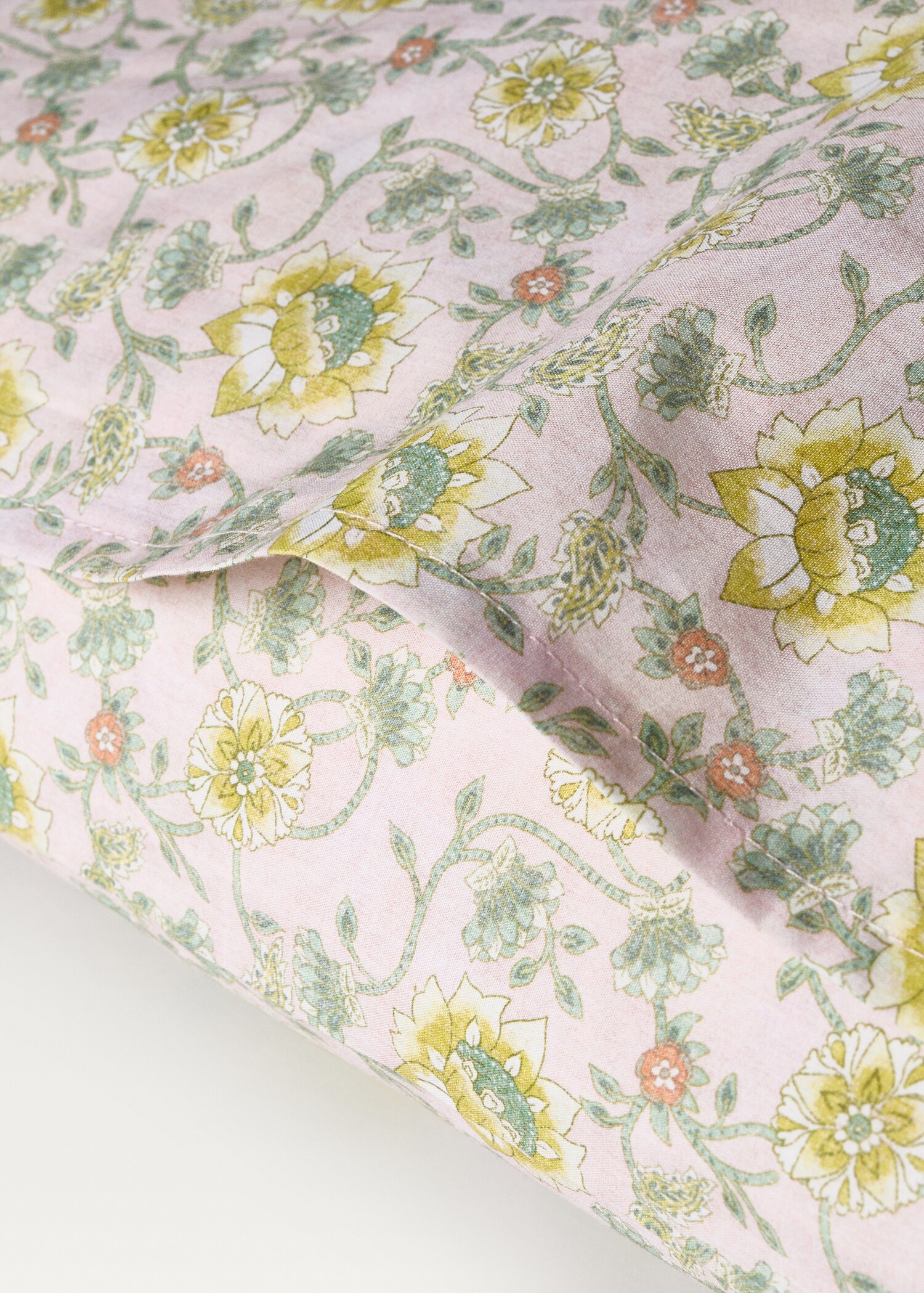 Cotton percale floral-print children's pillowcase 60x60 cm - Details of the article 2