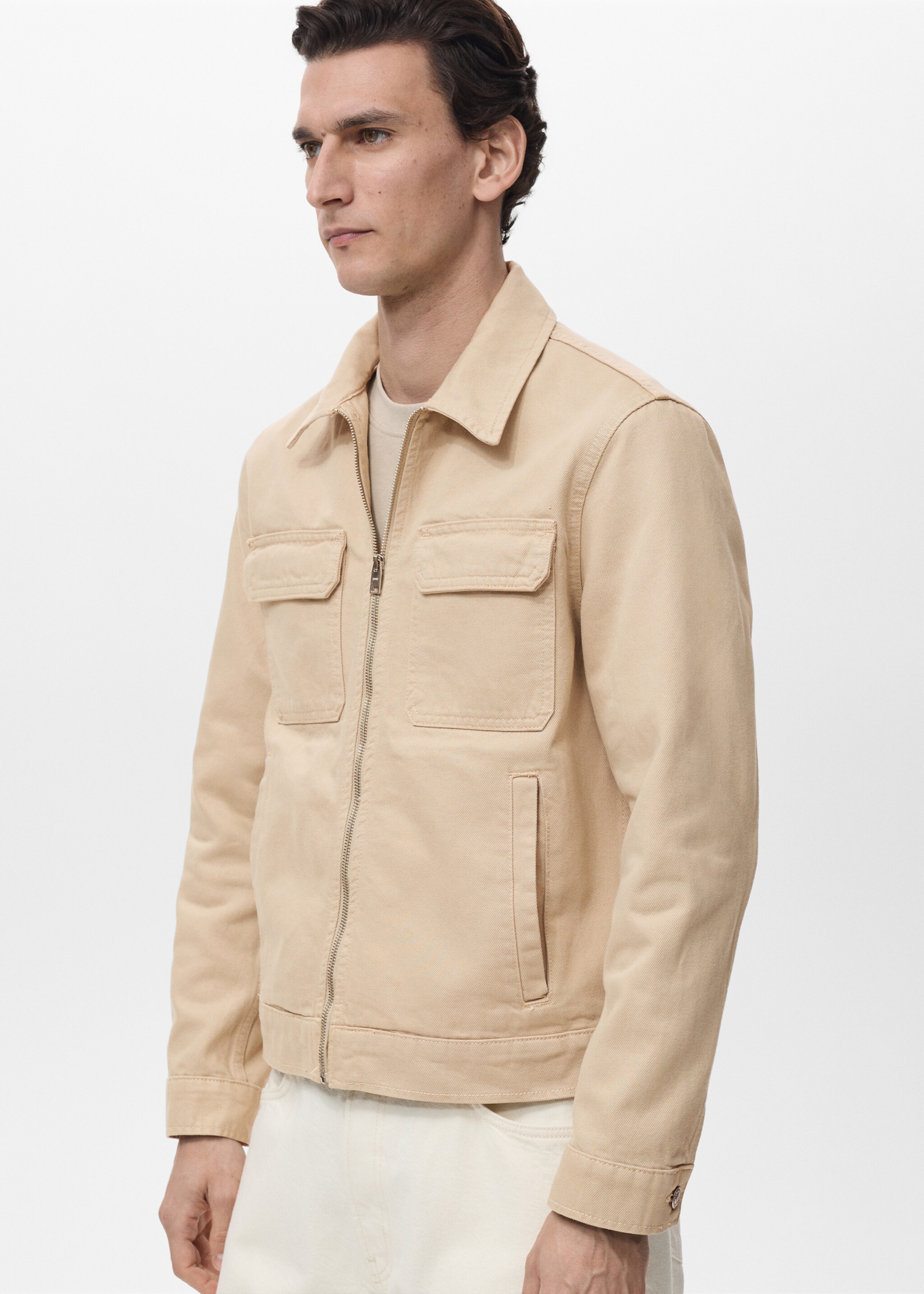 Jeansjacke mit Taschen - Detail des Artikels 4, Beige. Ref: 87004401-00.