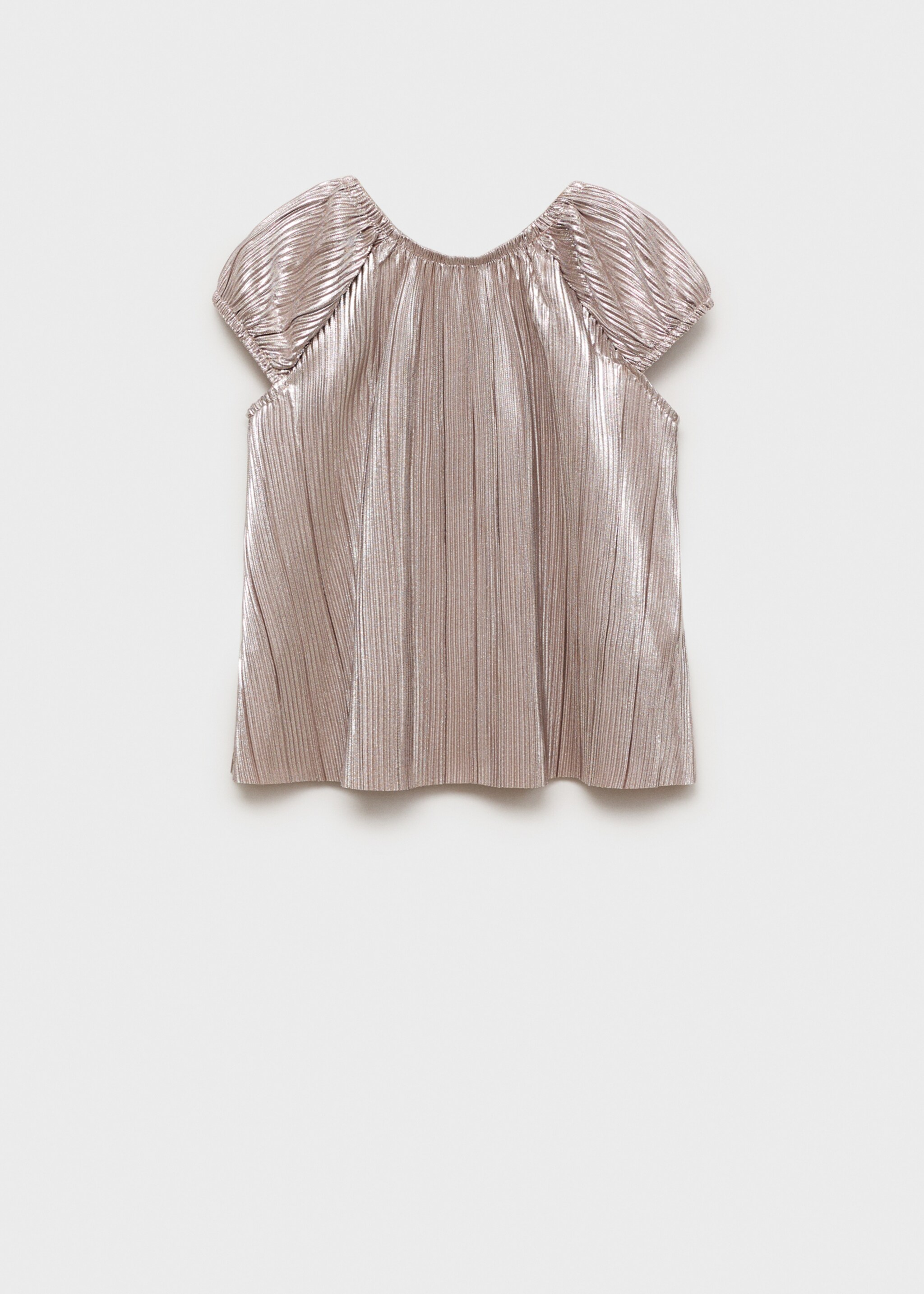 Plissiertes T-Shirt mit Metallic-Effekt - Rückseite des Artikels, Silber. Ref: 87004404-00.