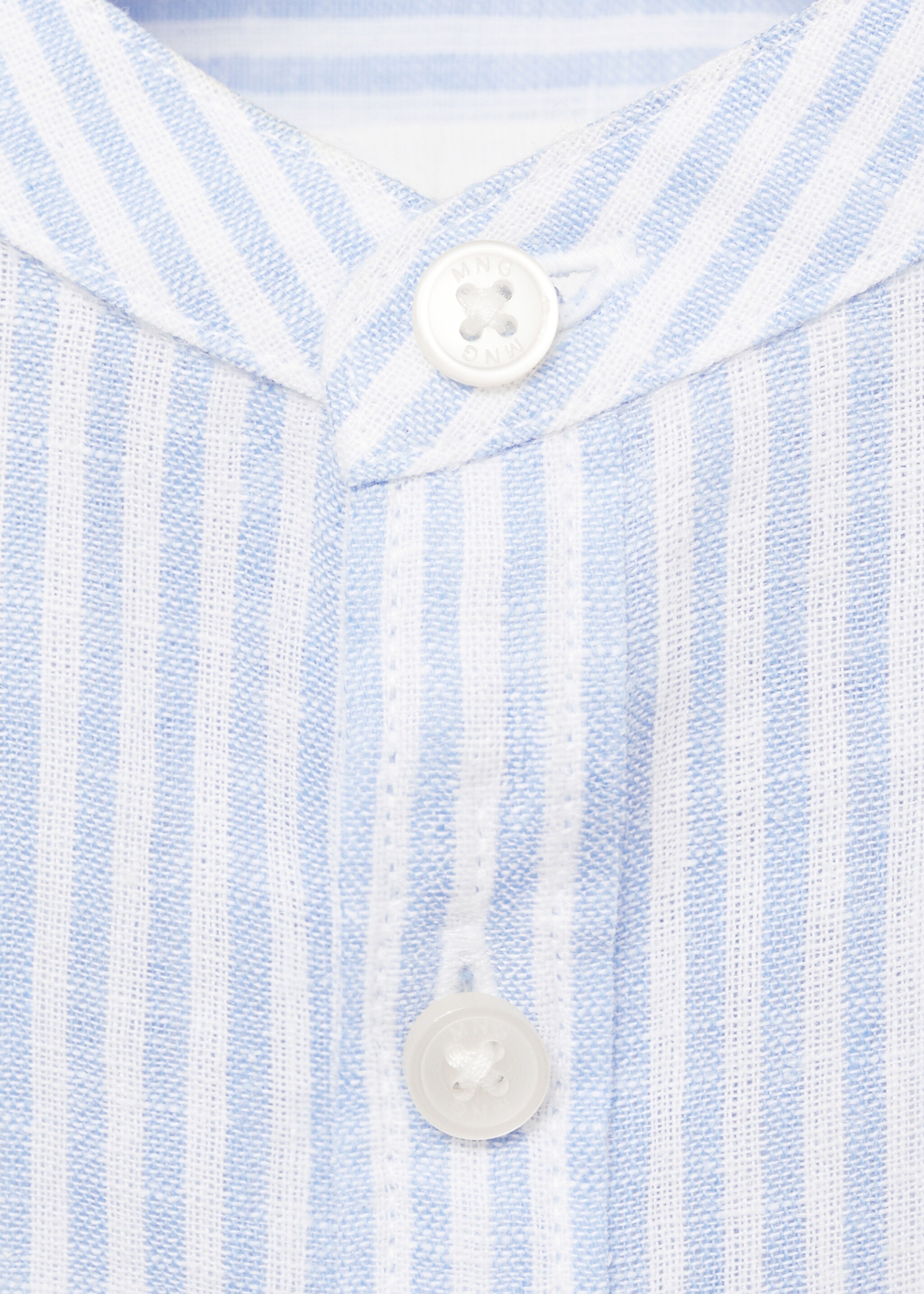 Camisa lino rayas - Detalle del artículo 0, Azul. Ref: 87004406-00.