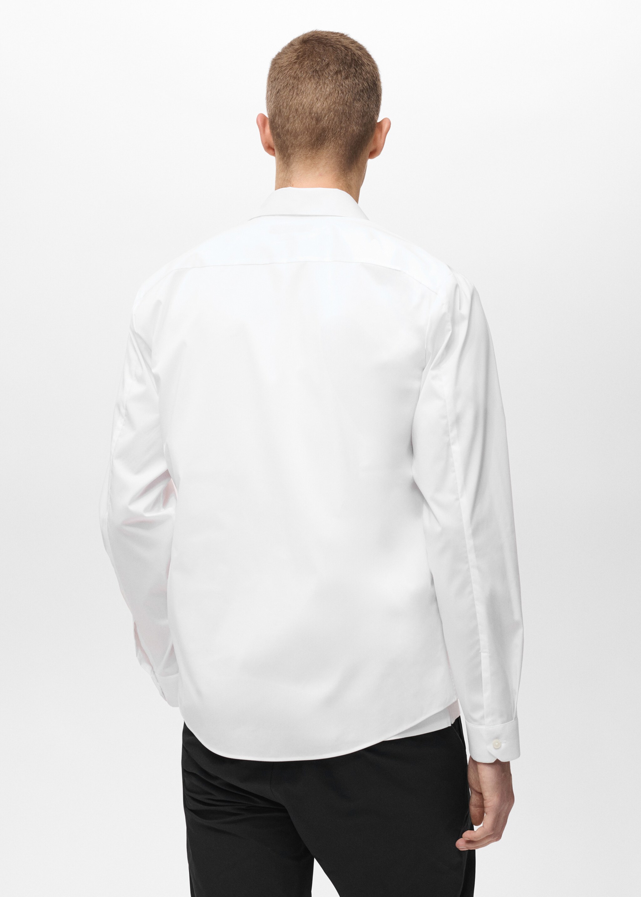 Comfort stretch non-iron shirt - Reverse of the article, White. Ref: 87004409-00.