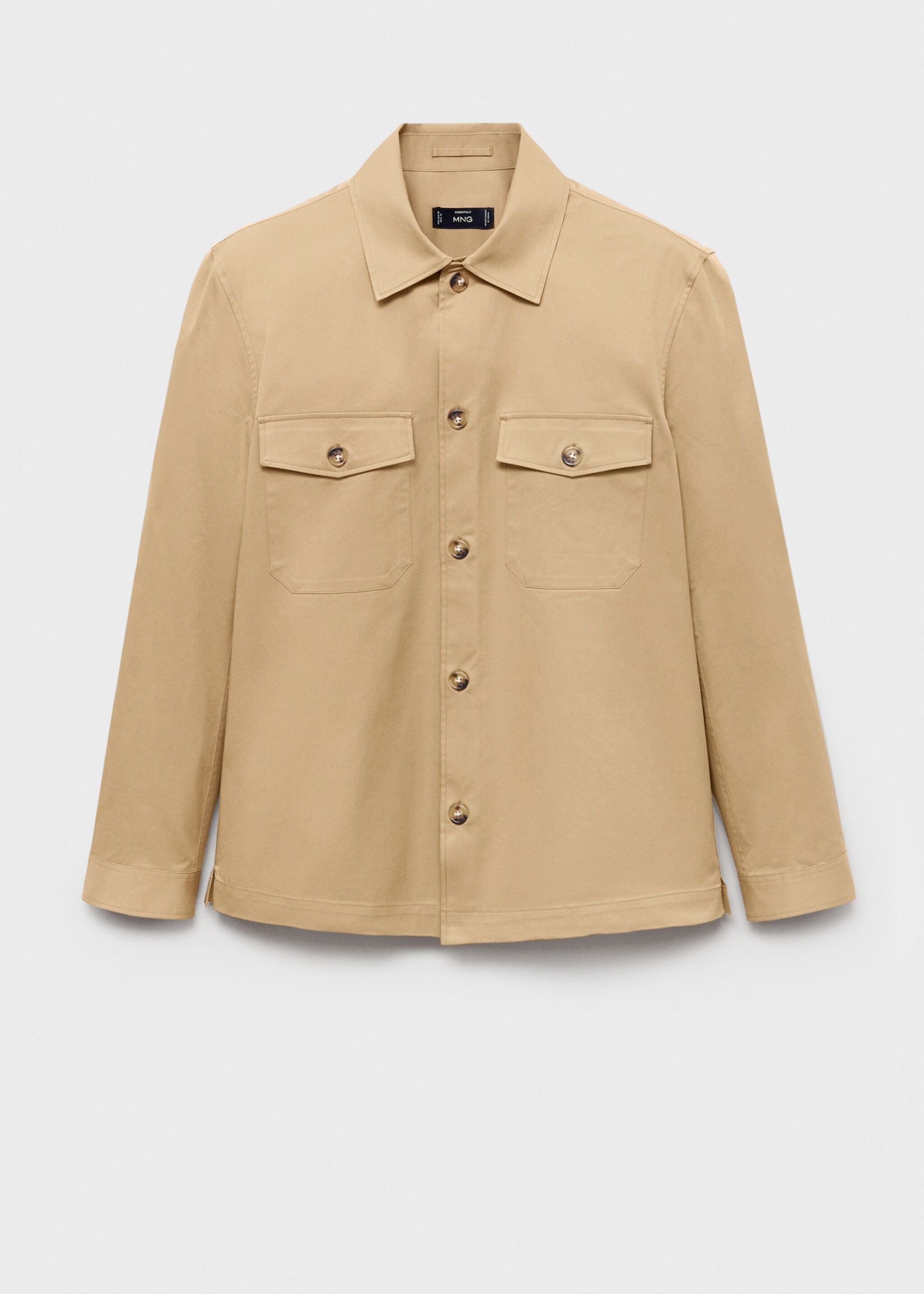 Regular-fit cotton overshirt with pockets - Article without model, Medium Brown. Ref: 87004410-00.