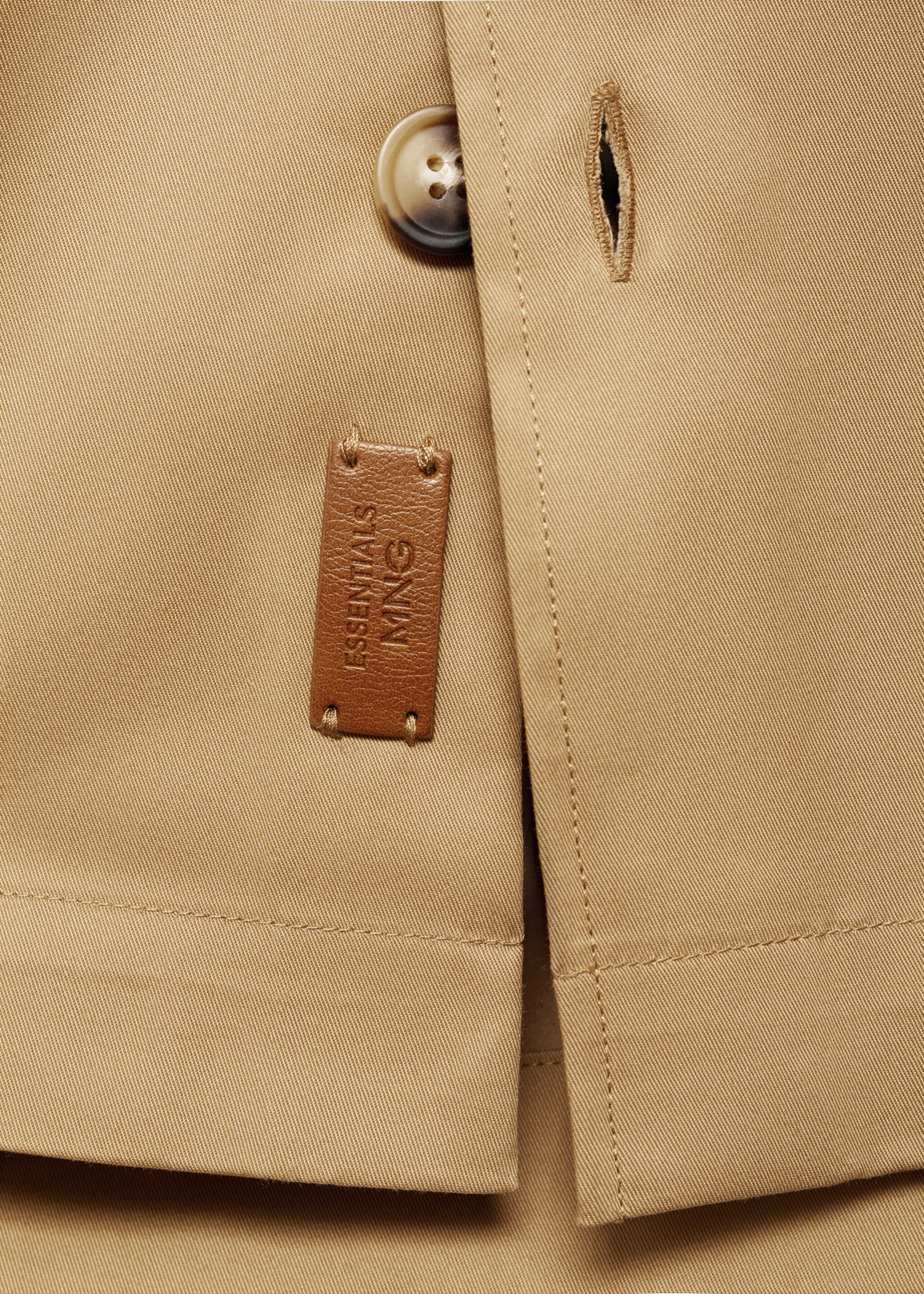 Regular-fit cotton overshirt with pockets - Details of the article 8, Medium Brown. Ref: 87004410-00.