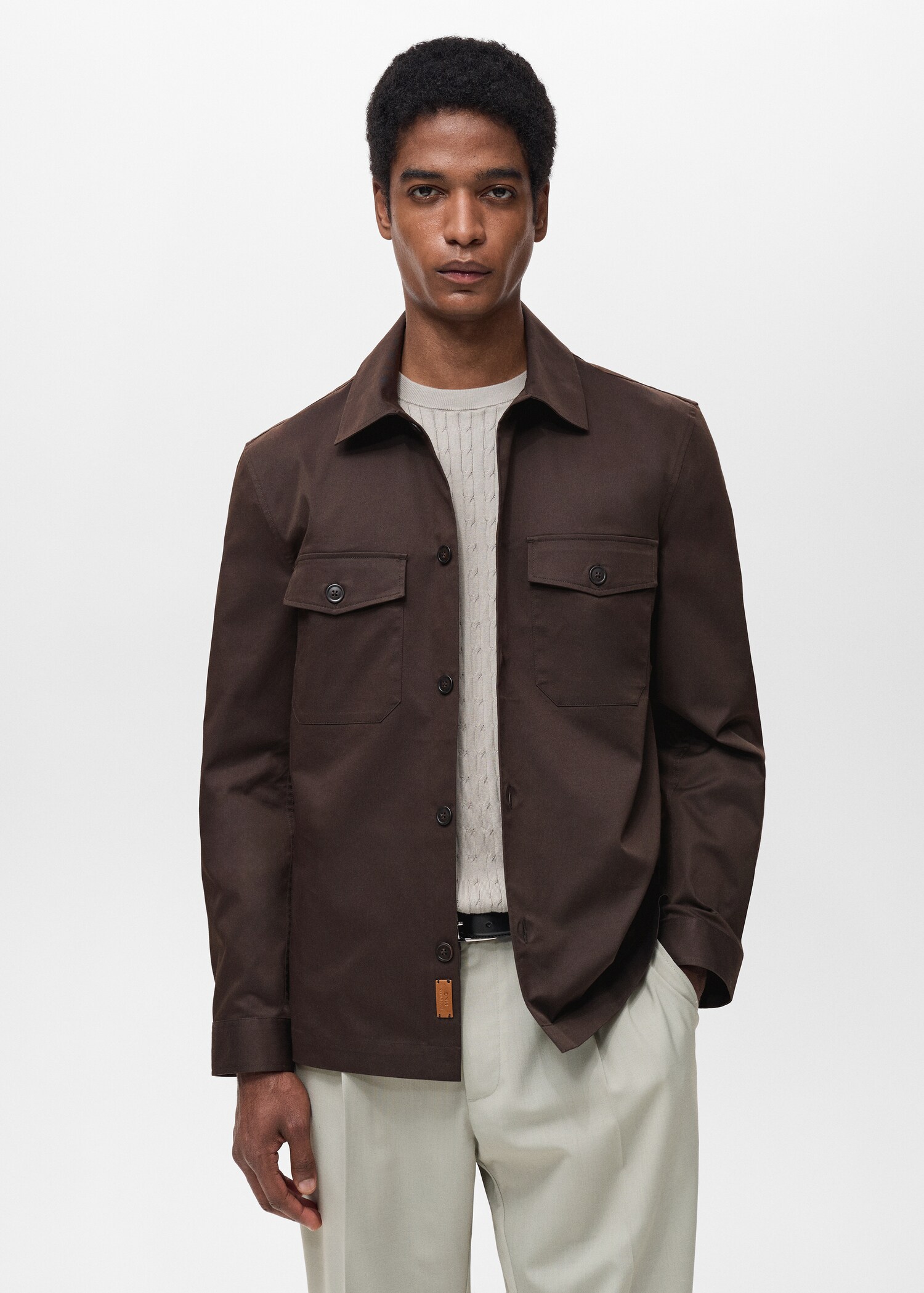 Regular-fit cotton overshirt with pockets - Medium plane