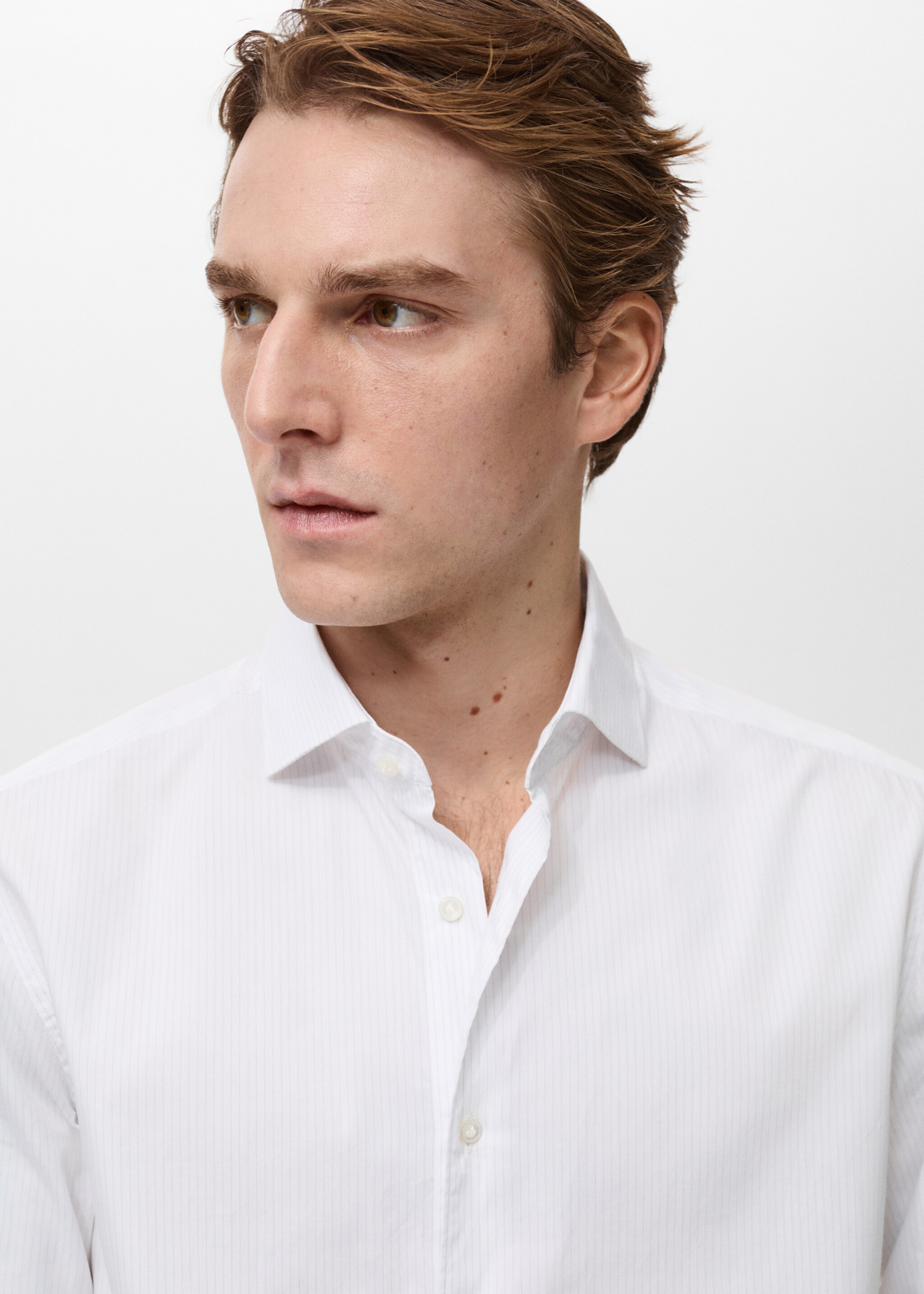 100% cotton striped shirt - Details of the article 1, White. Ref: 87004411-00.