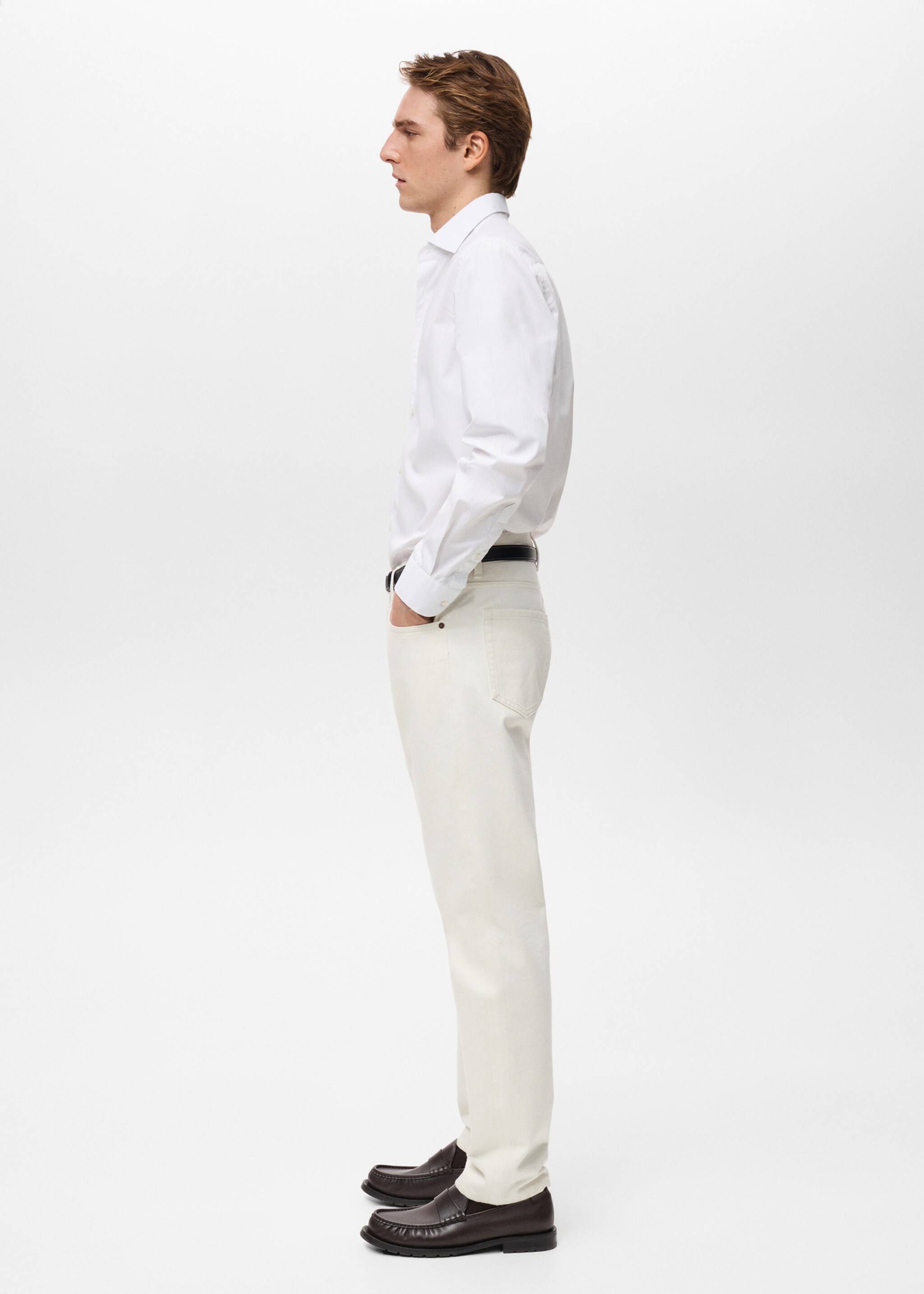 100% cotton striped shirt - Details of the article 2, White. Ref: 87004411-00.