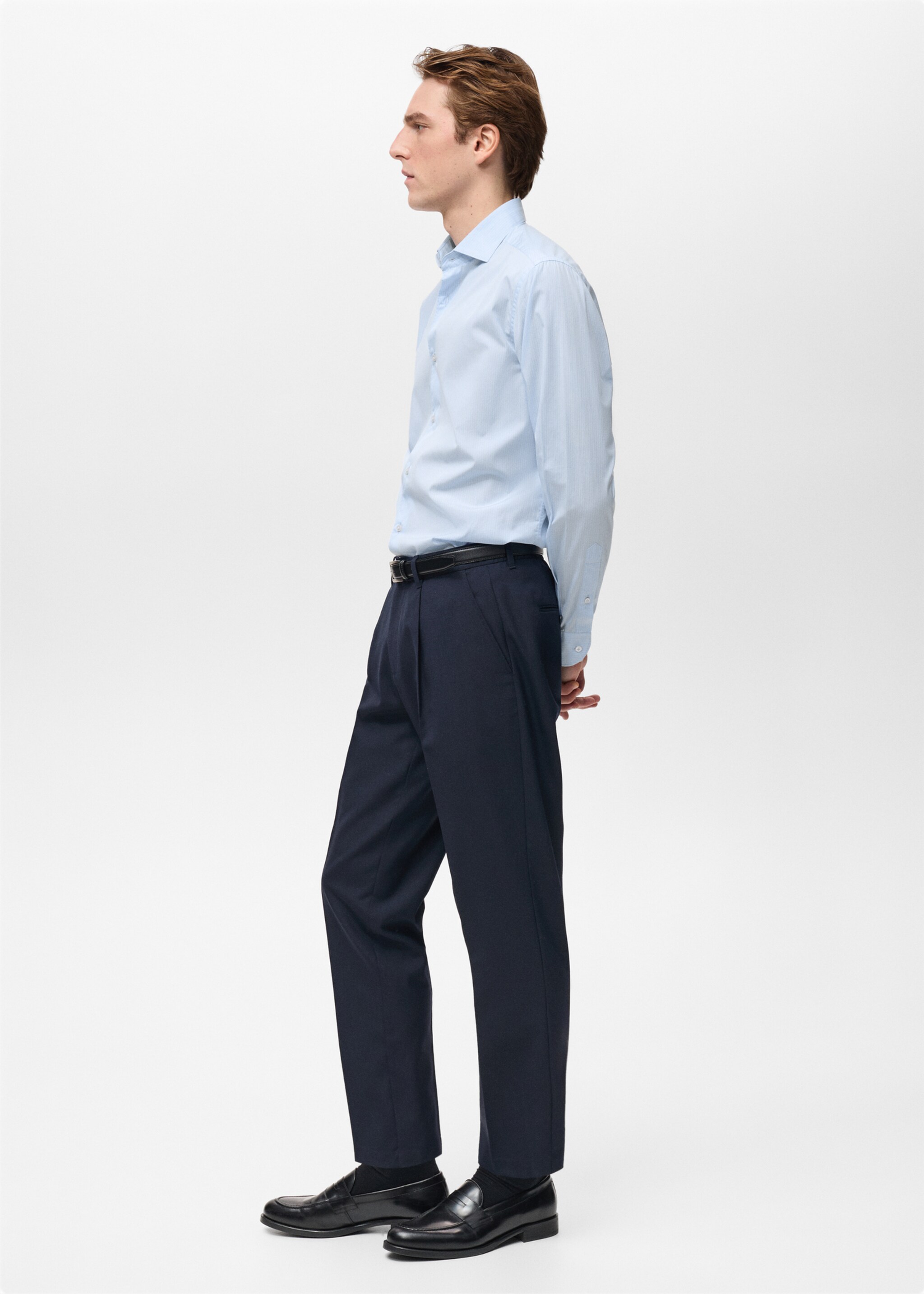 100% cotton striped shirt - Details of the article 2, Sky Blue. Ref: 87004411-00.