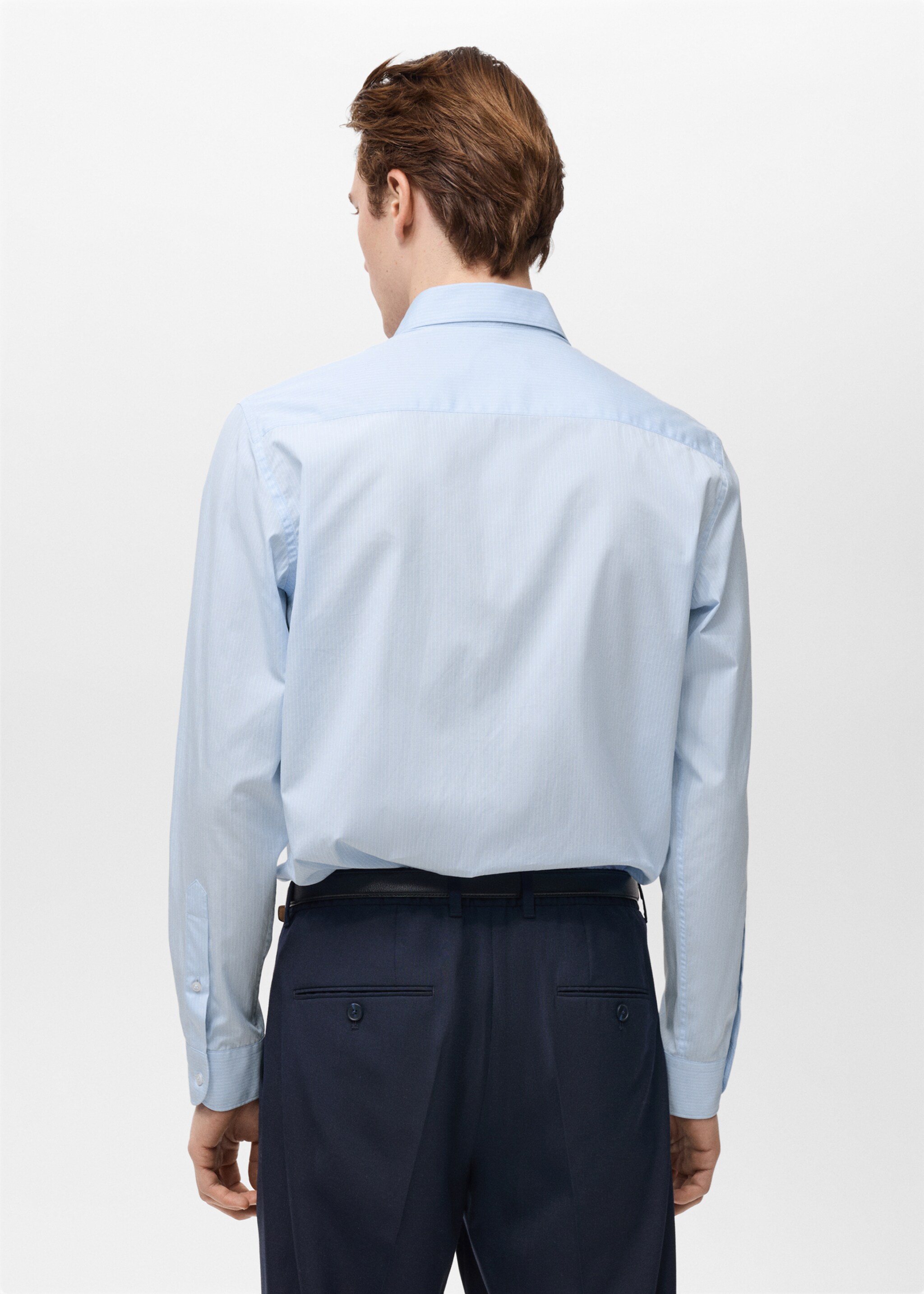 100% cotton striped shirt - Reverse of the article, Sky Blue. Ref: 87004411-00.