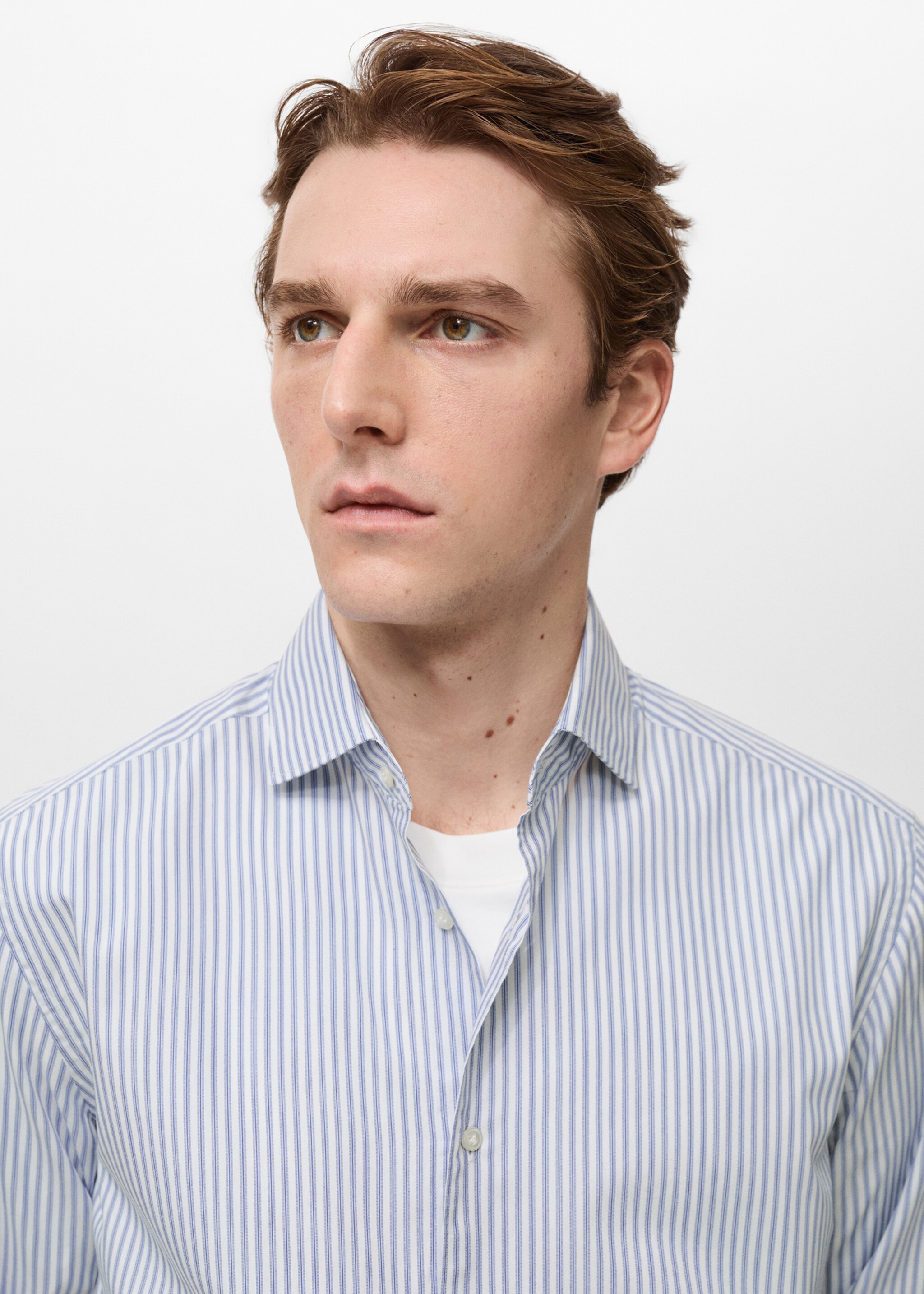 100% cotton striped shirt - Details of the article 1, Blue. Ref: 87004411-00.
