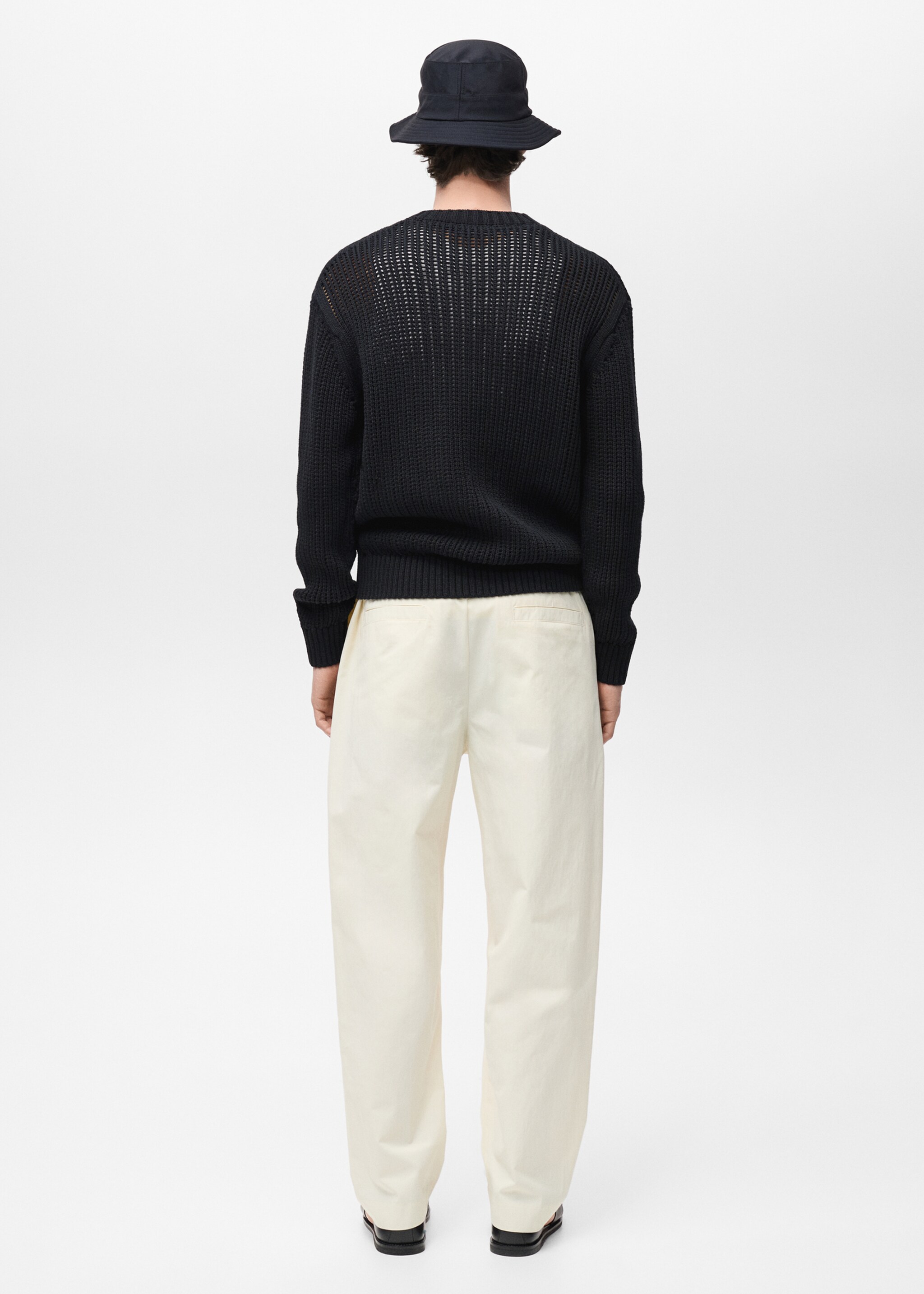 Jersey 100% algodón punto calado - Reverso del artículo, Negro. Ref: 87004414-00.