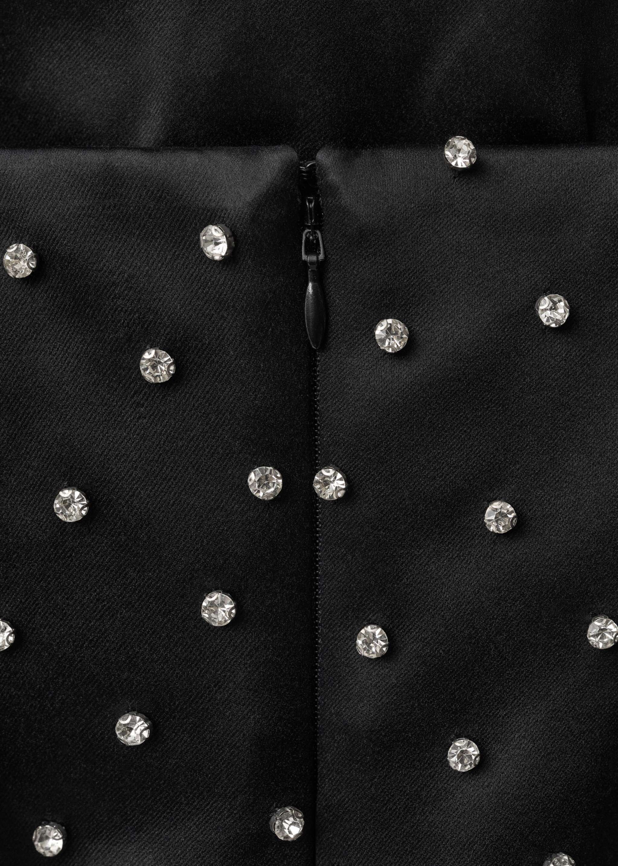 Vestido palabra de honor apliques brillantes - Detalle del artículo 0, Negro. Ref: 87004428-00.