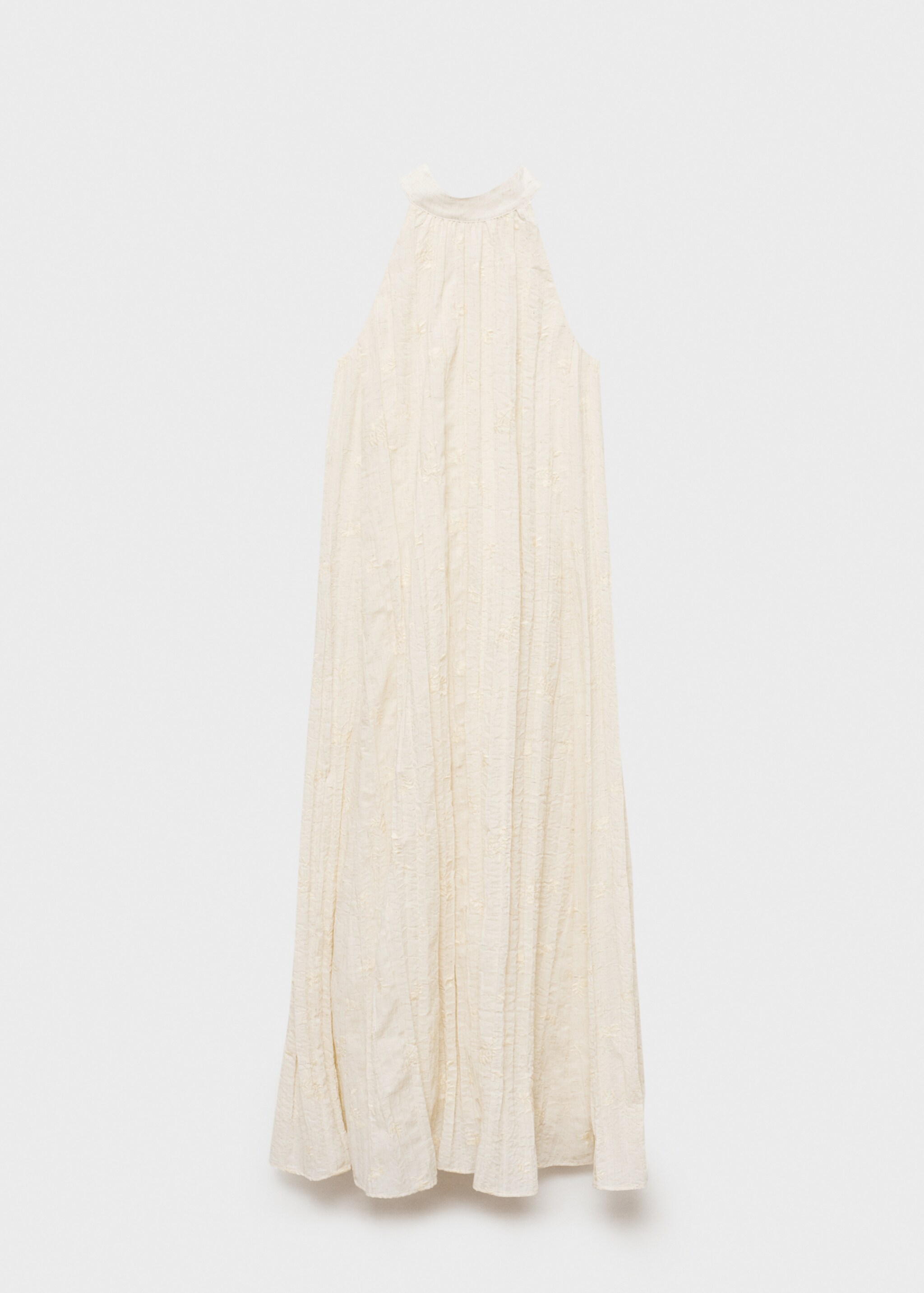 Embroidered linen-blend dress - Article without model, Sand. Ref: 87004781-00.