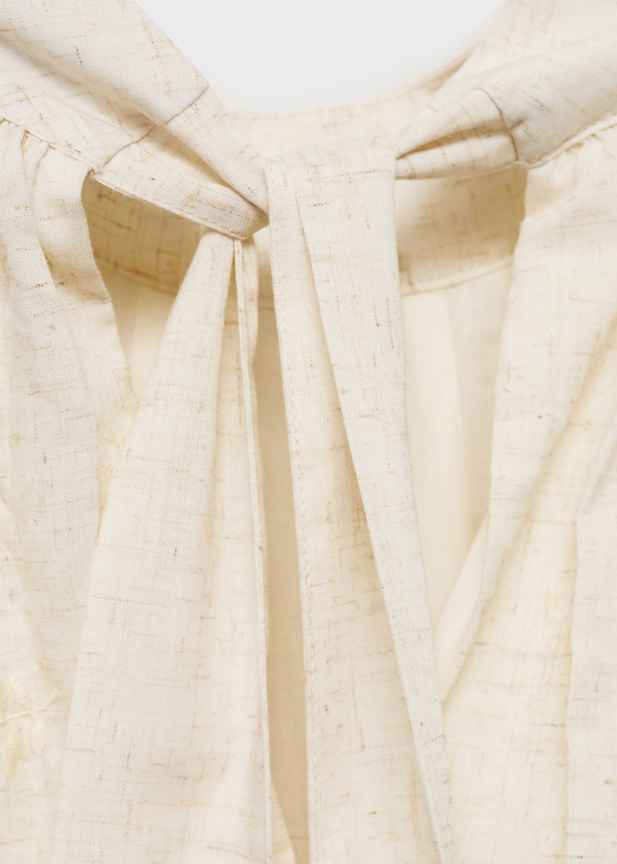 Embroidered linen-blend dress - Details of the article 0, Sand. Ref: 87004781-00.