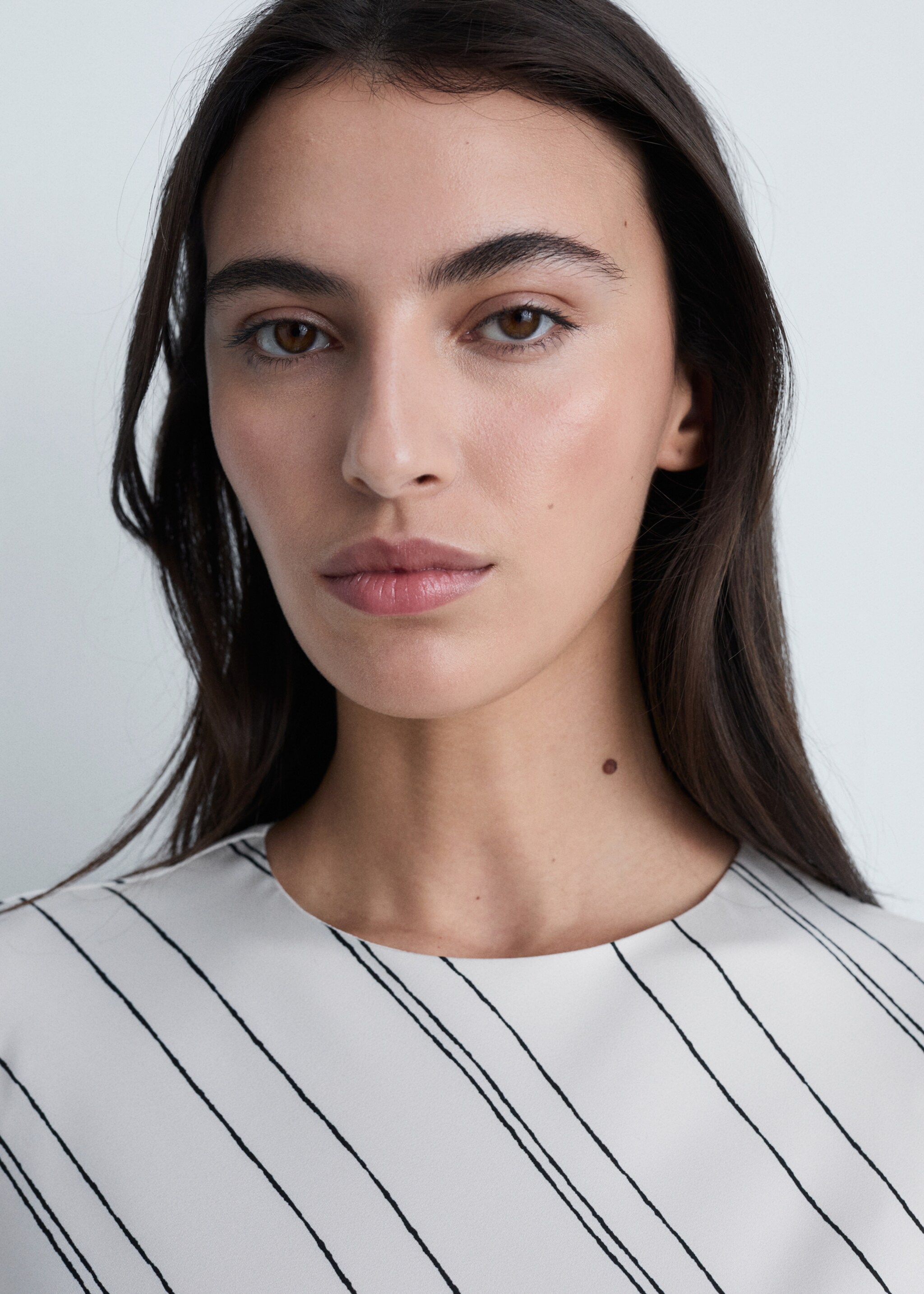 Vestit ratlles setinat - Pla mig, Blanc. Ref: 87004782-00.