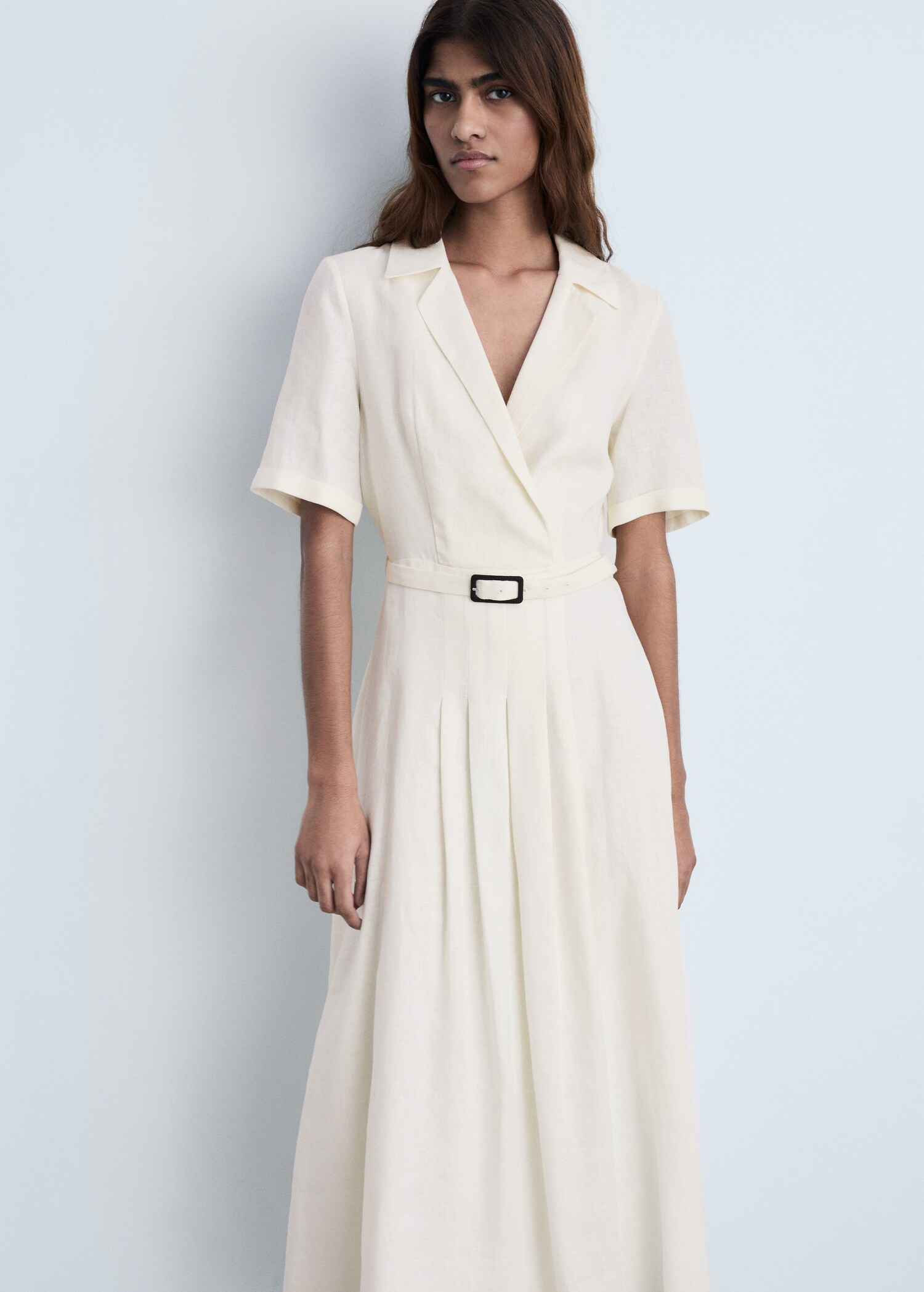 Belt linen dress - Medium plane