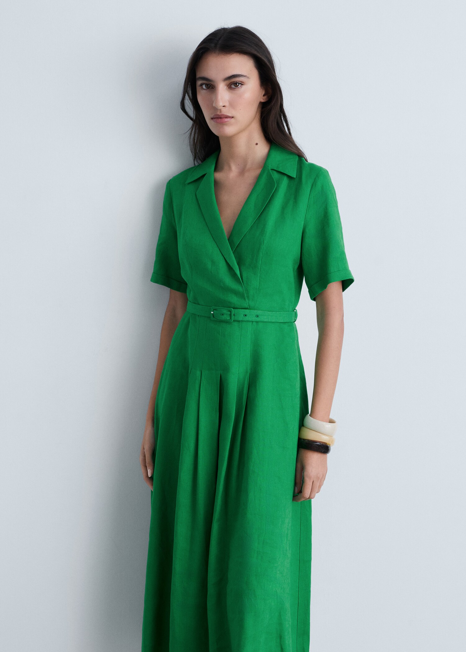 Belt linen dress - Medium plane