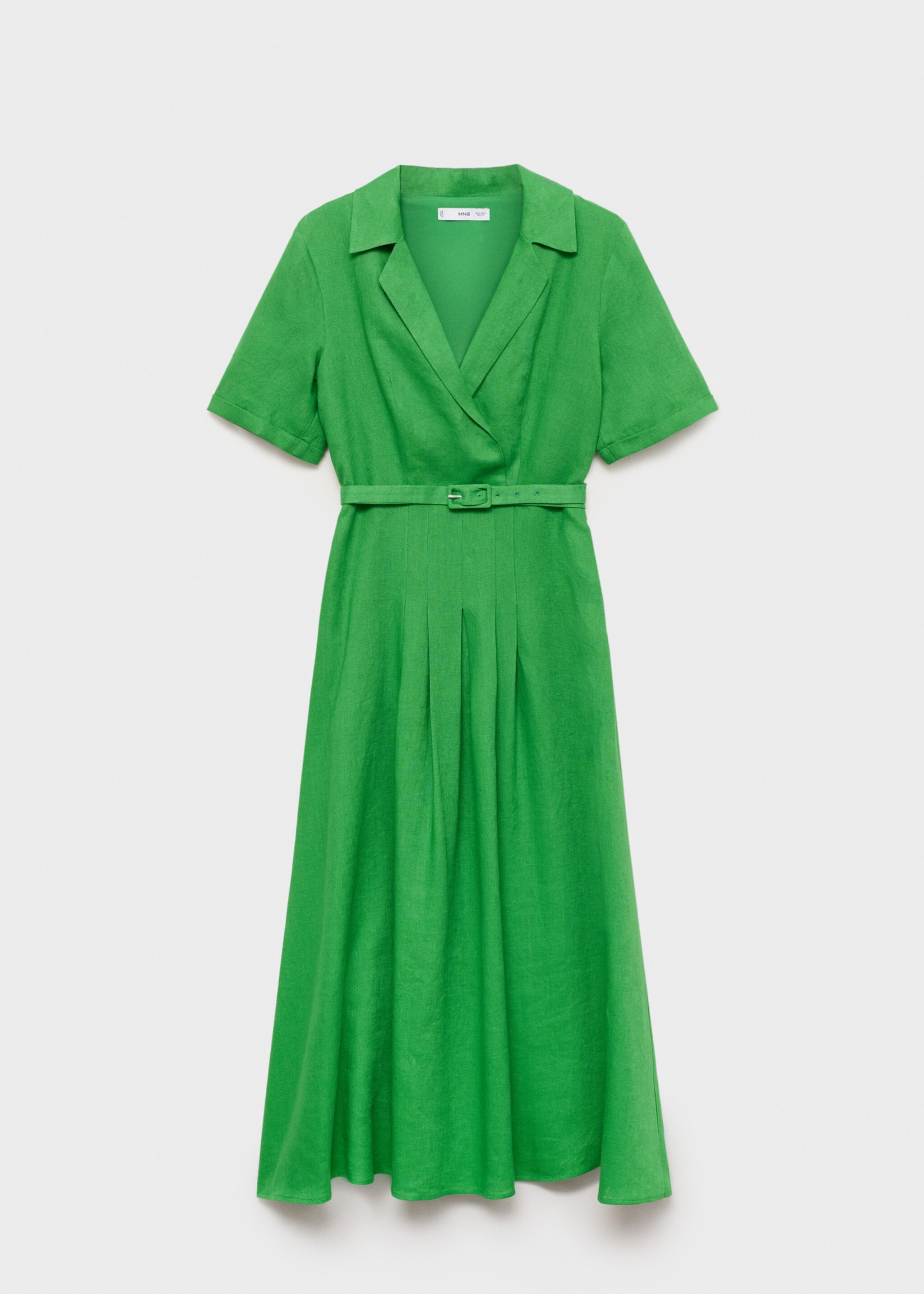 Belt linen dress - Article without model, Green. Ref: 87004786-00.