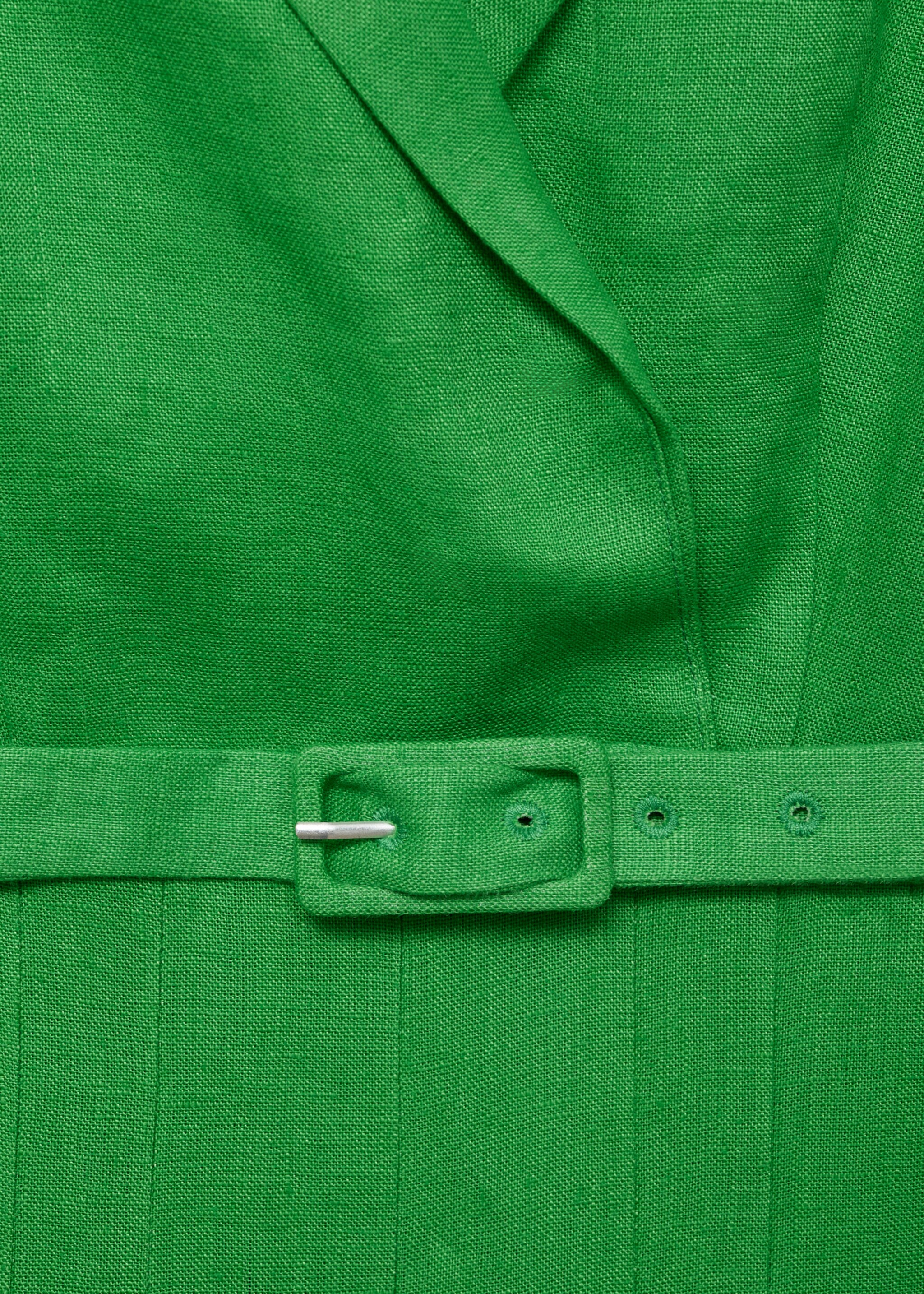 Belt linen dress - Details of the article 8, Green. Ref: 87004786-00.