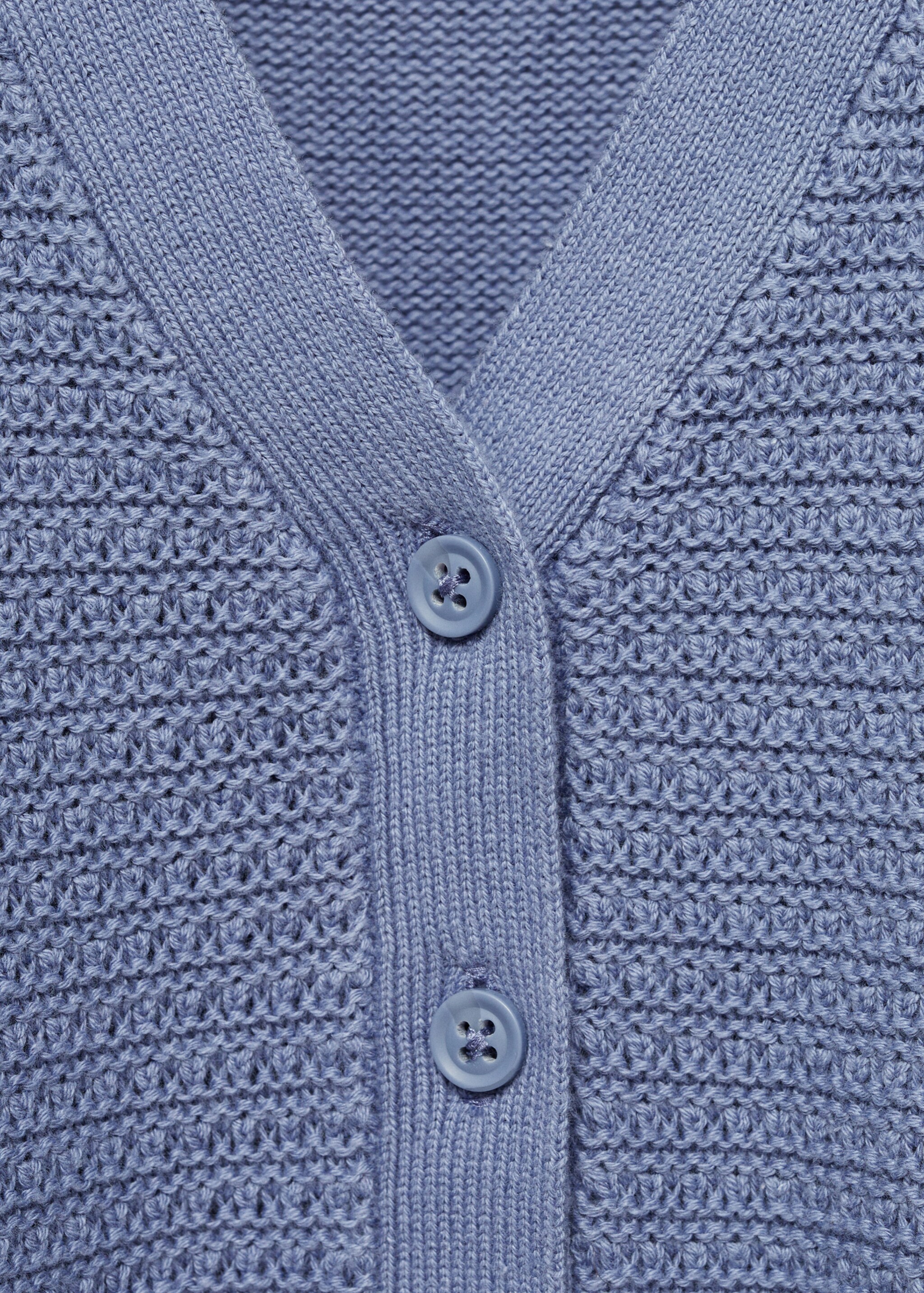 Combination knitted cotton cardigan - Details of the article 8, Blue. Ref: 87004795-00.