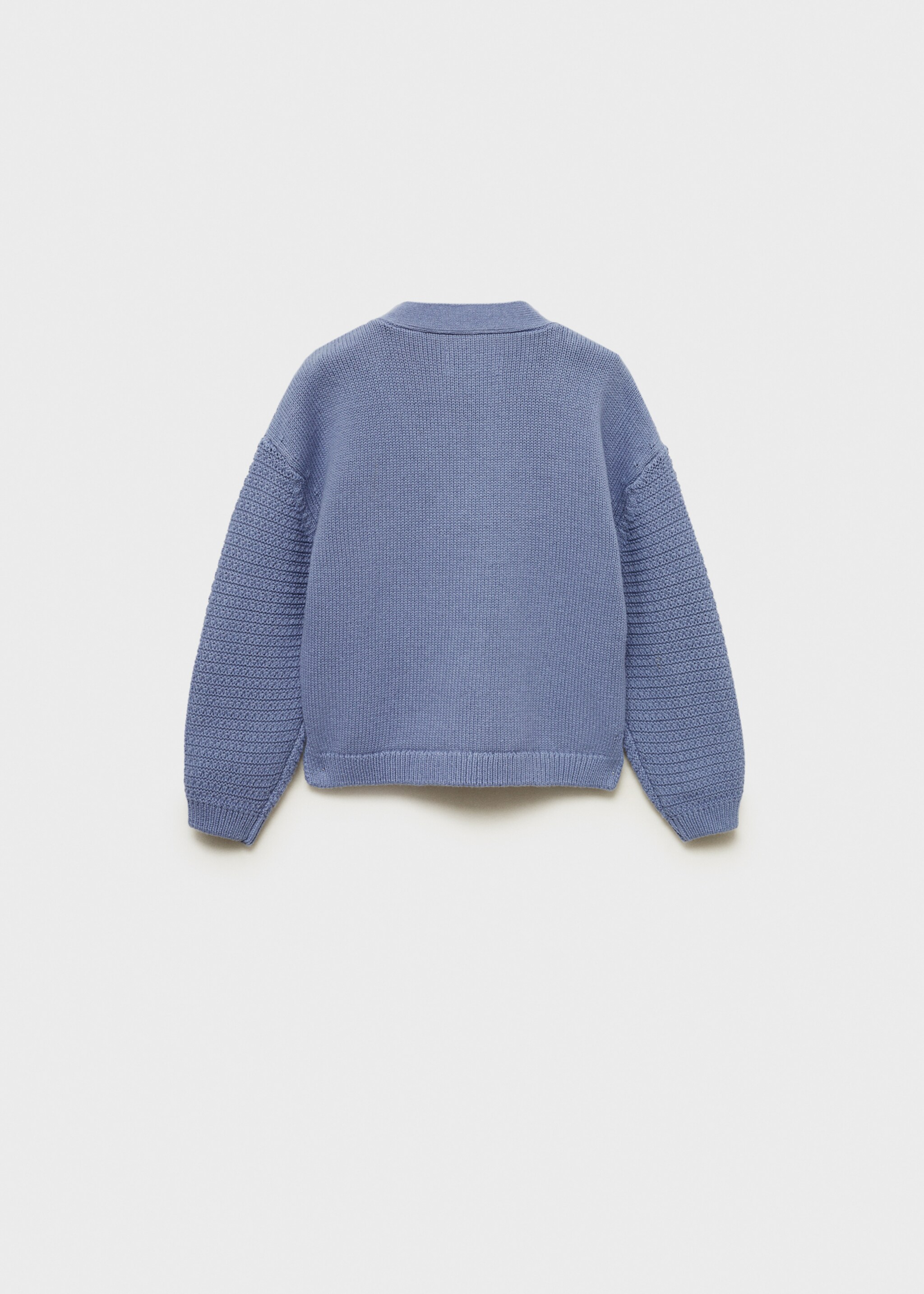 Combination knitted cotton cardigan - Reverse of the article, Blue. Ref: 87004795-00.