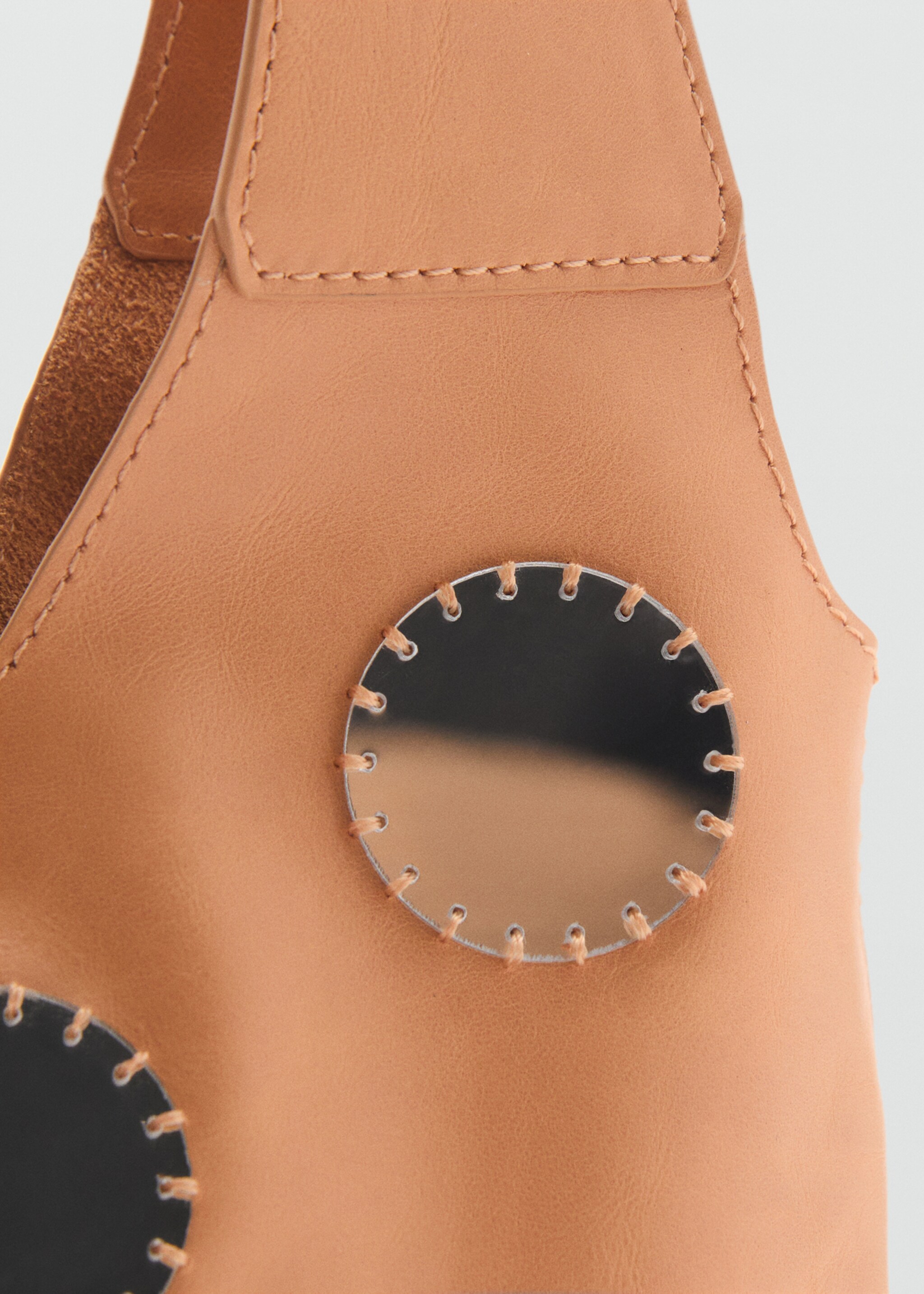 Leather shoulder bag with mirrors - Details of the article 1, Medium Brown. Ref: 87004811-00.