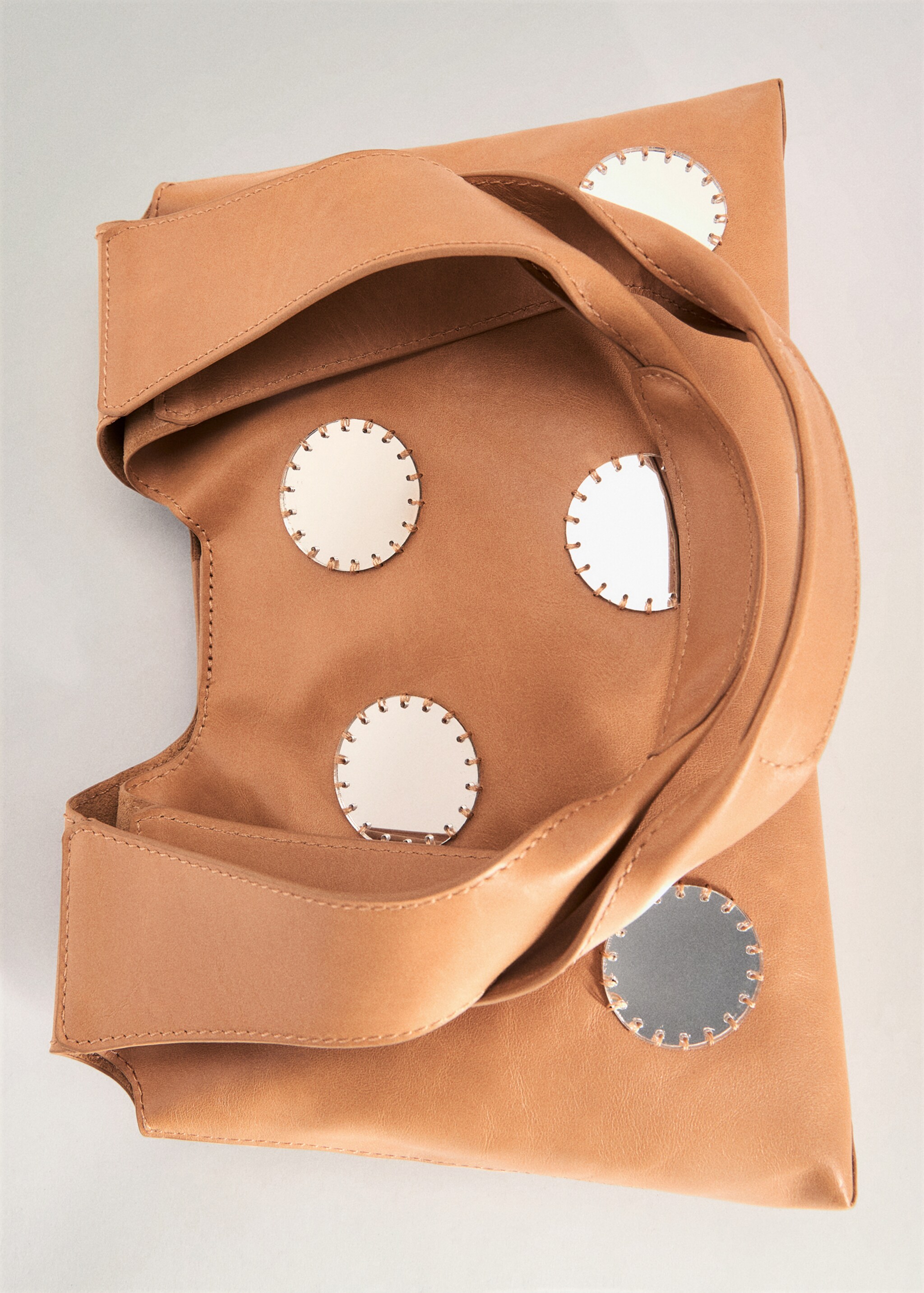 Leather shoulder bag with mirrors - Details of the article 5, Medium Brown. Ref: 87004811-00.