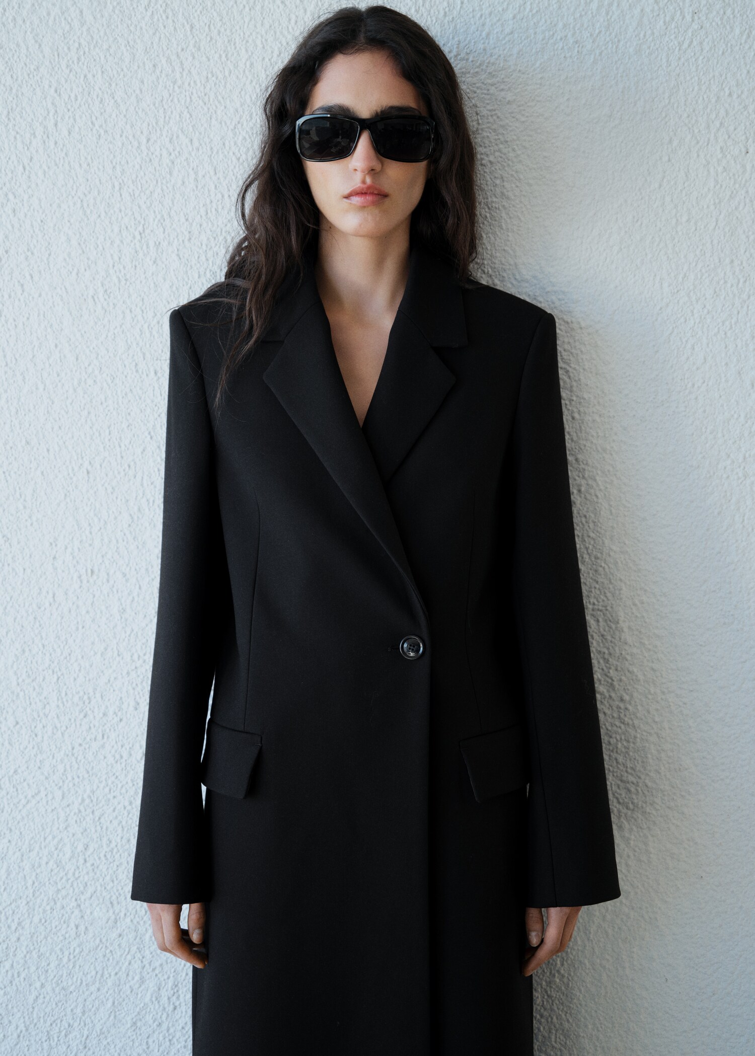 Long structured wool coat - Medium plane